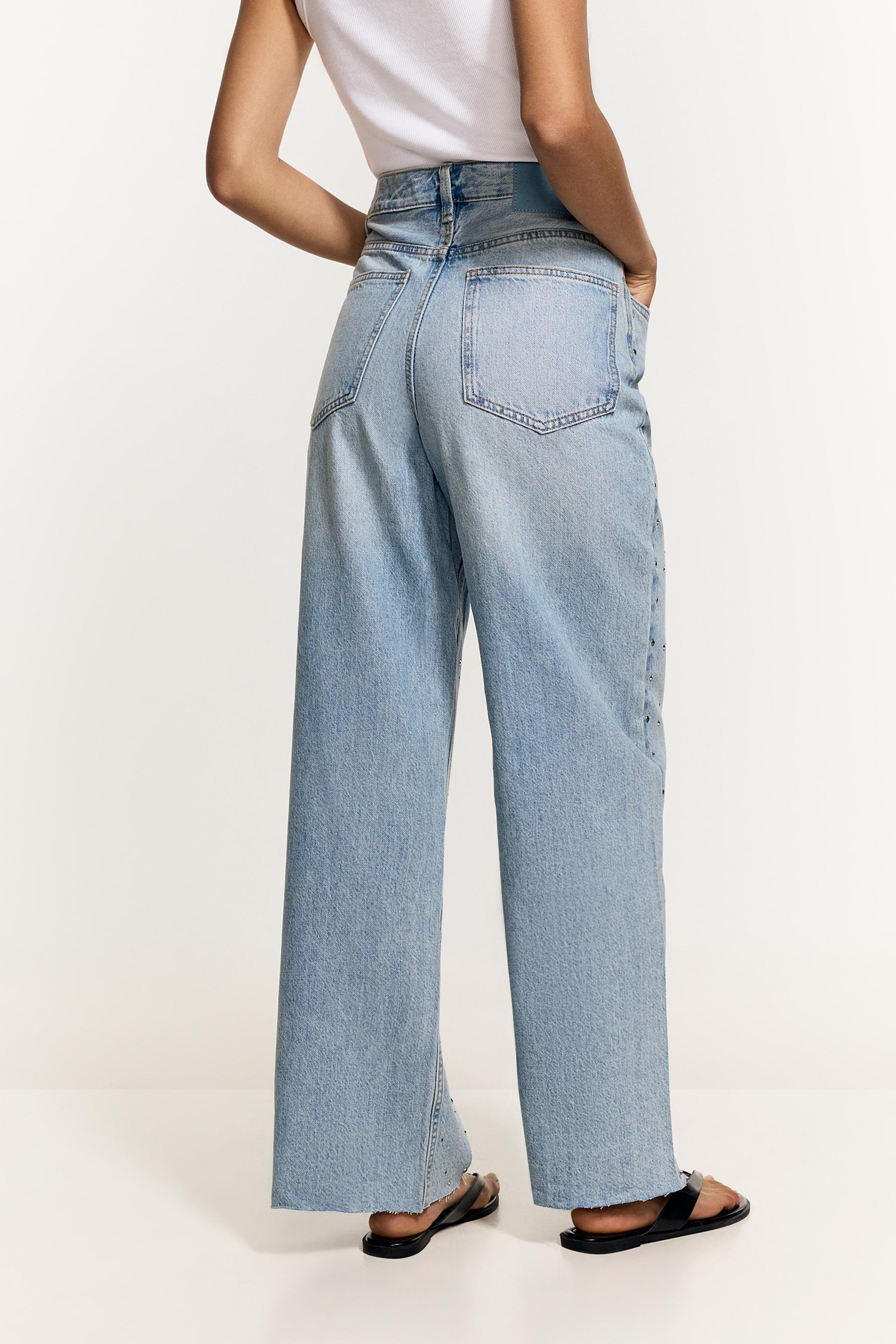 Wide-leg rhinestone jeans — INDIGO