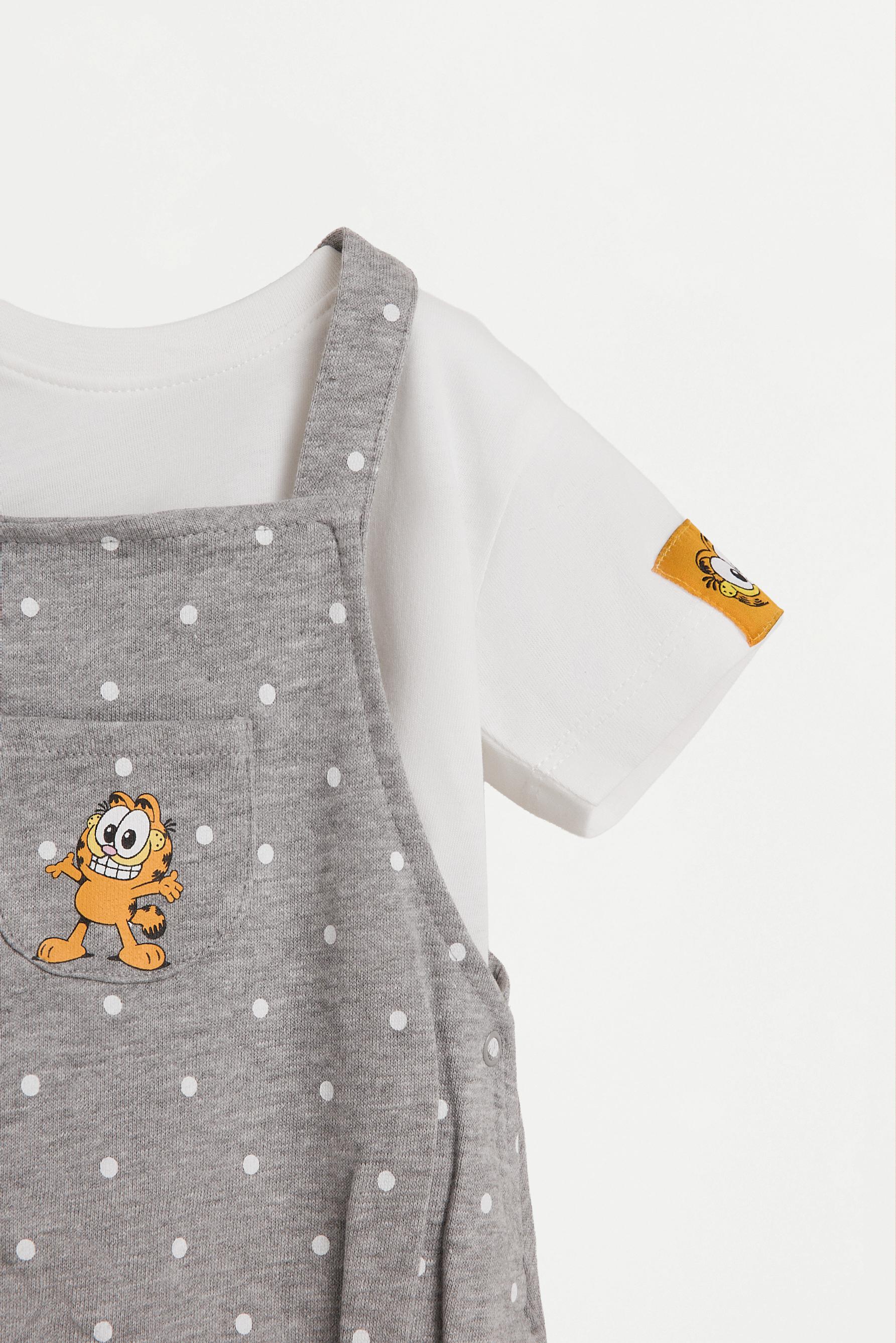 Garfield ©Nickelodeon T-shirt and overall set — GREY MARL