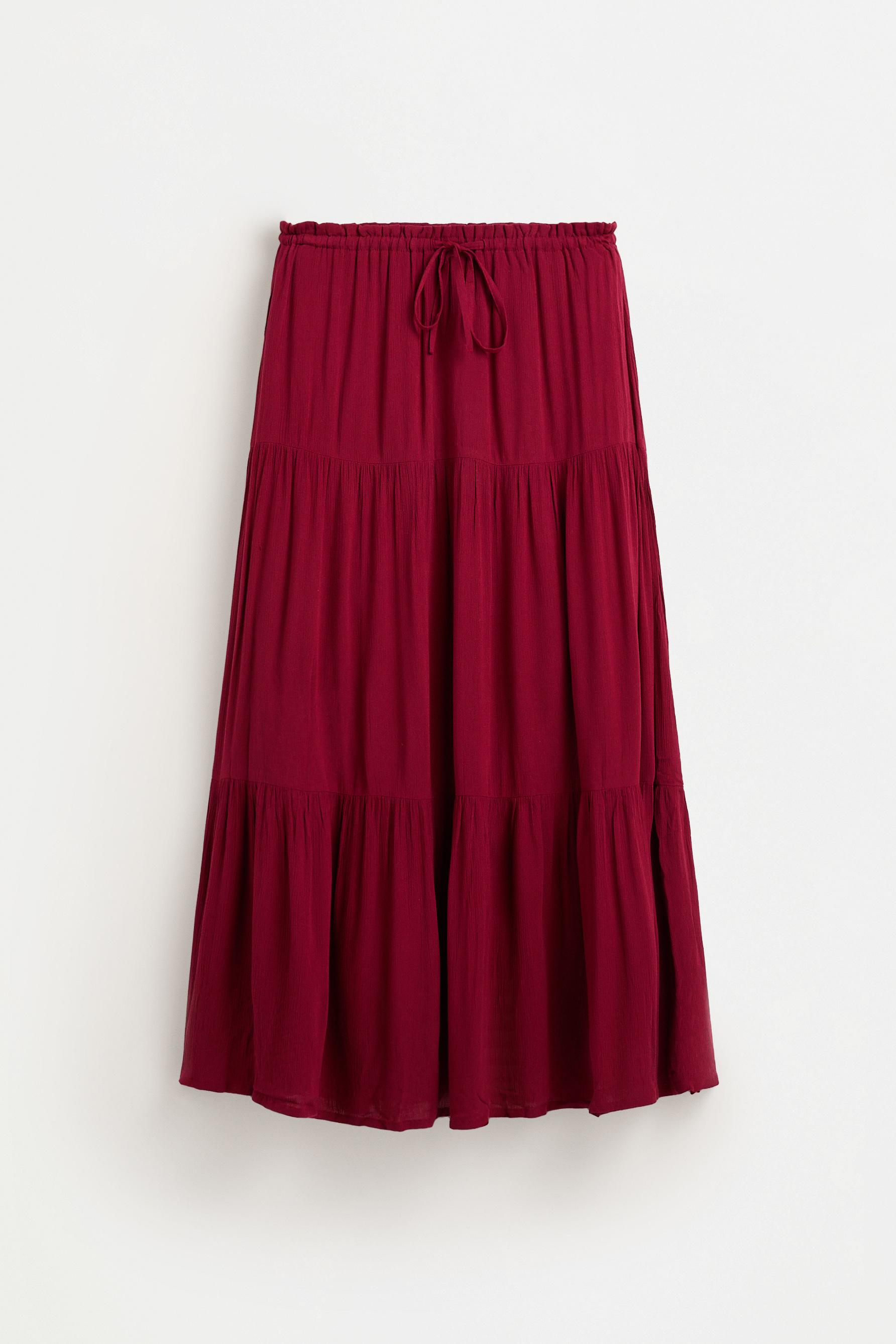 Basic textured midi skirt — MAROON