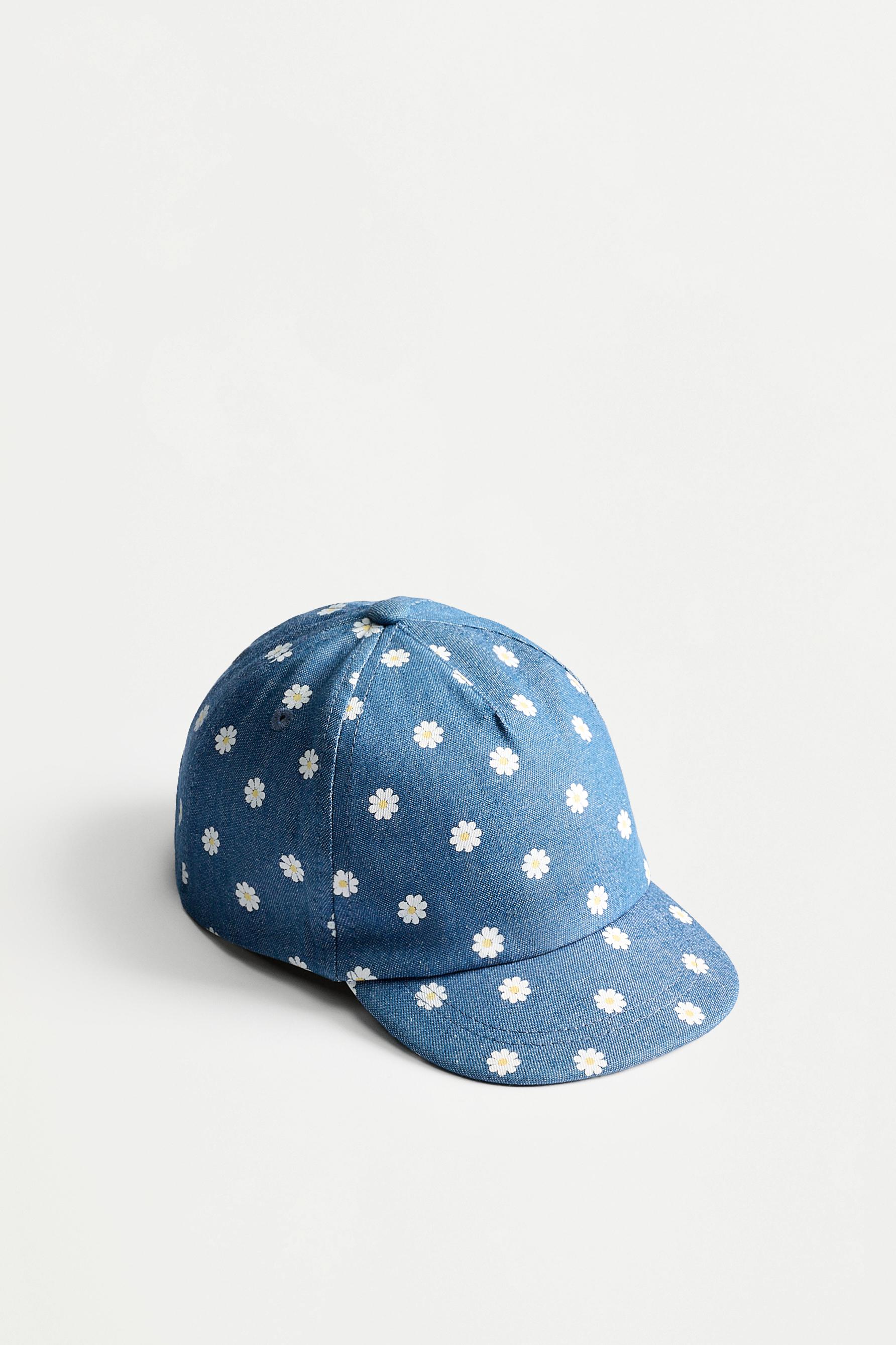 Floral cap — BLUE/WHITE