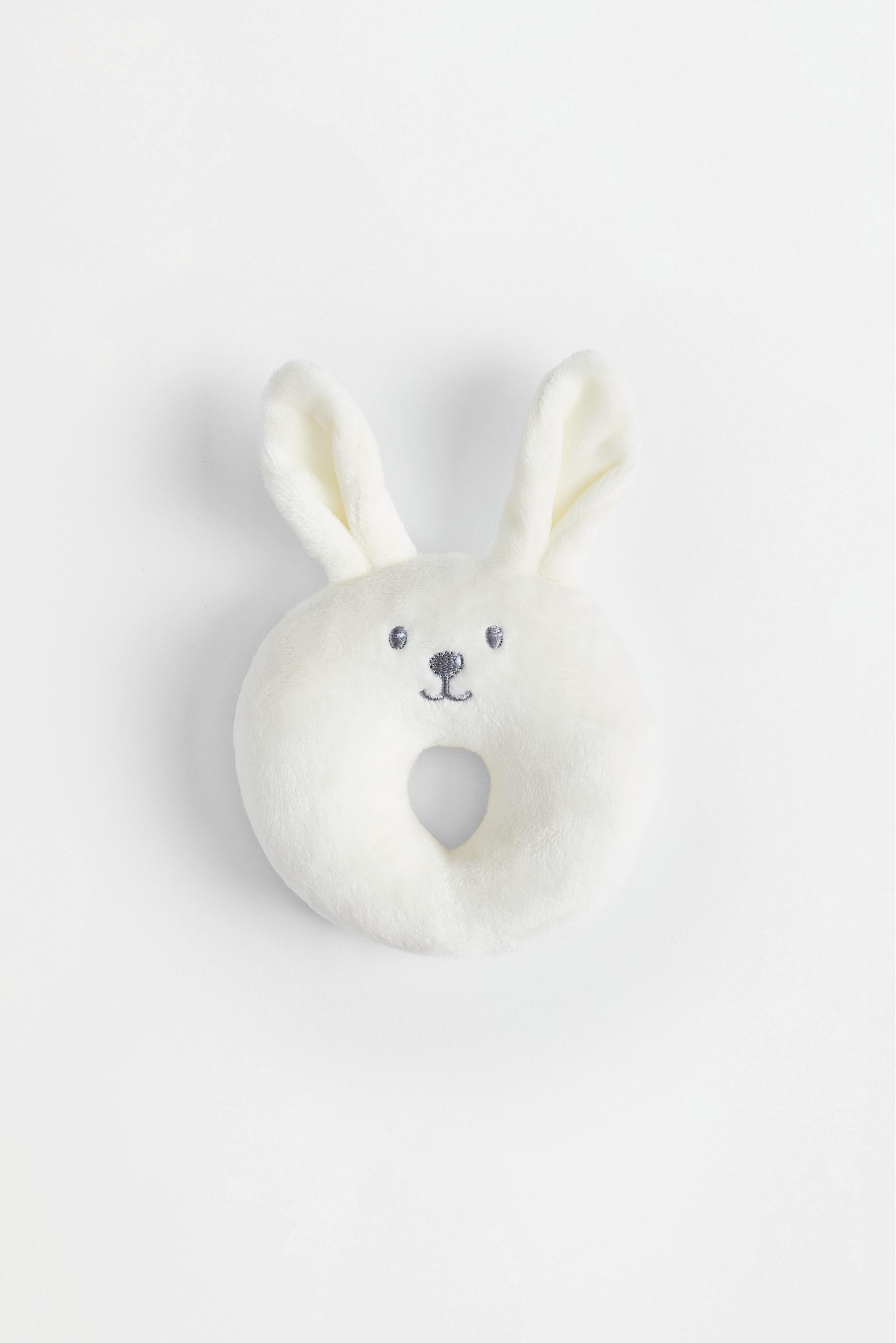 Plush bunny rattle — WHITE