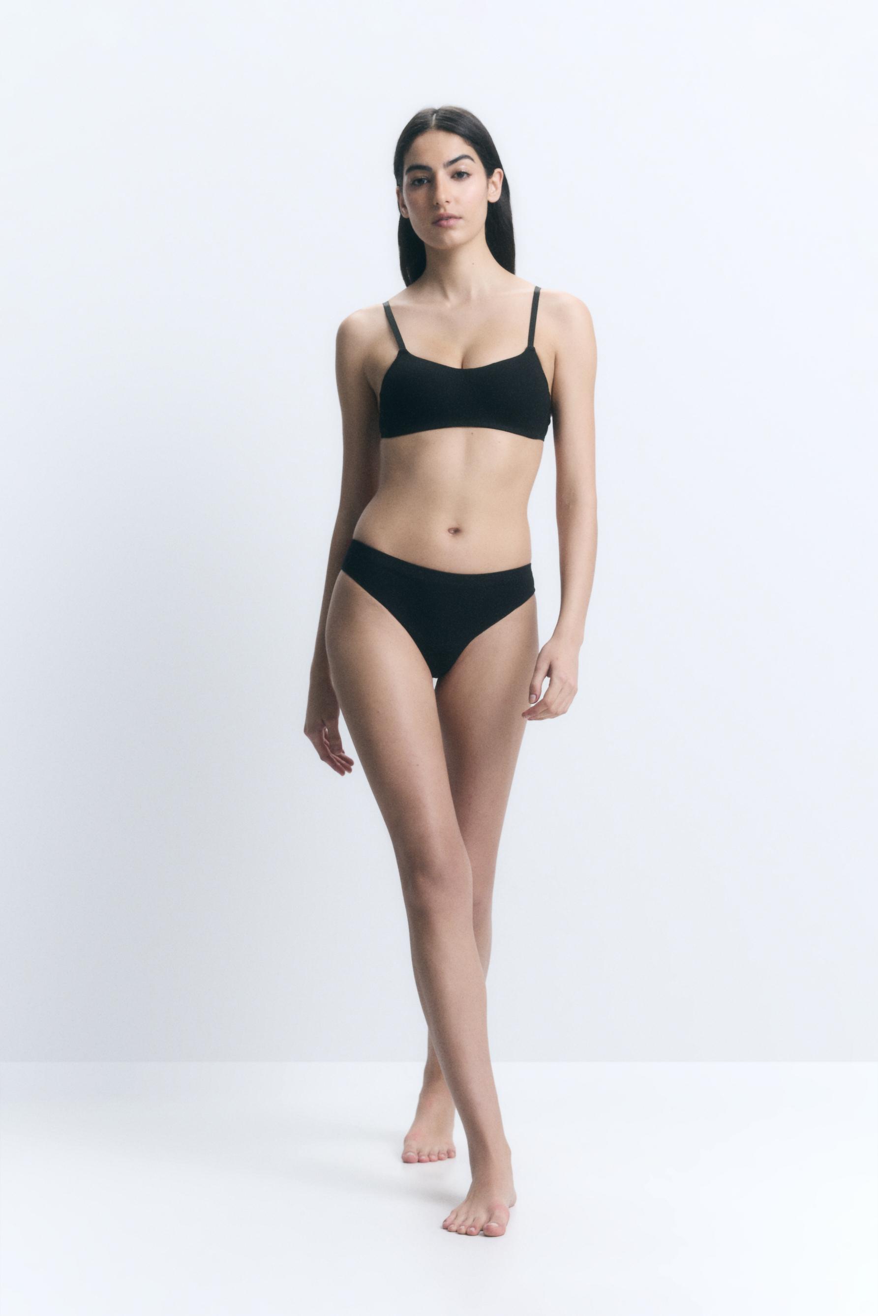 Ribbed pre-shaped bra — BLACK