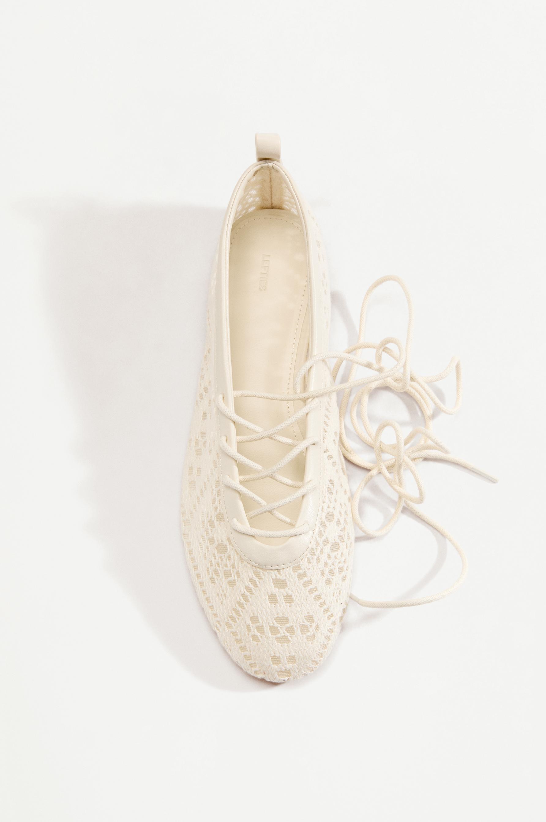 Braided effect ballet flats — ECRU