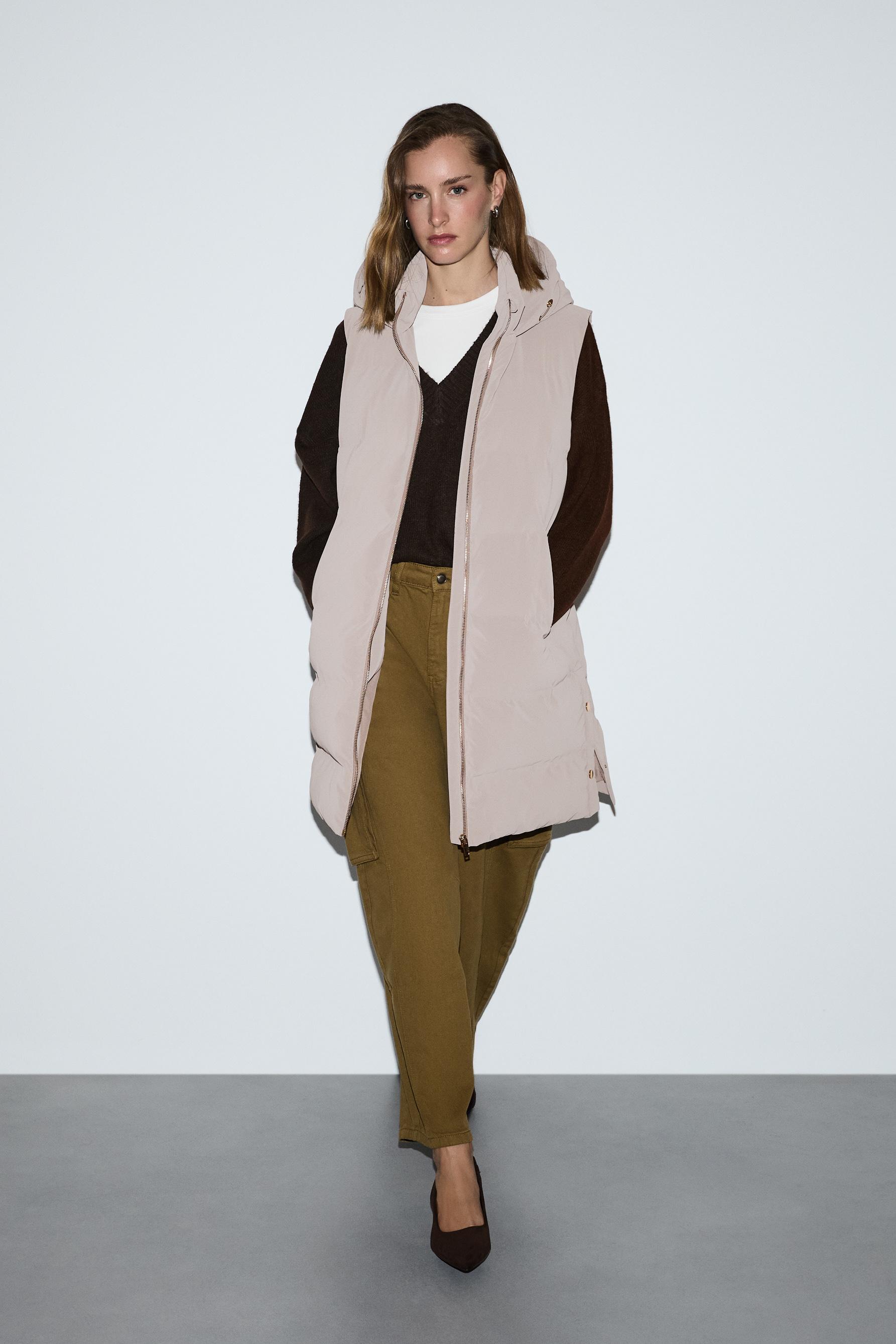 Long quilted gilet — PEARL GREY