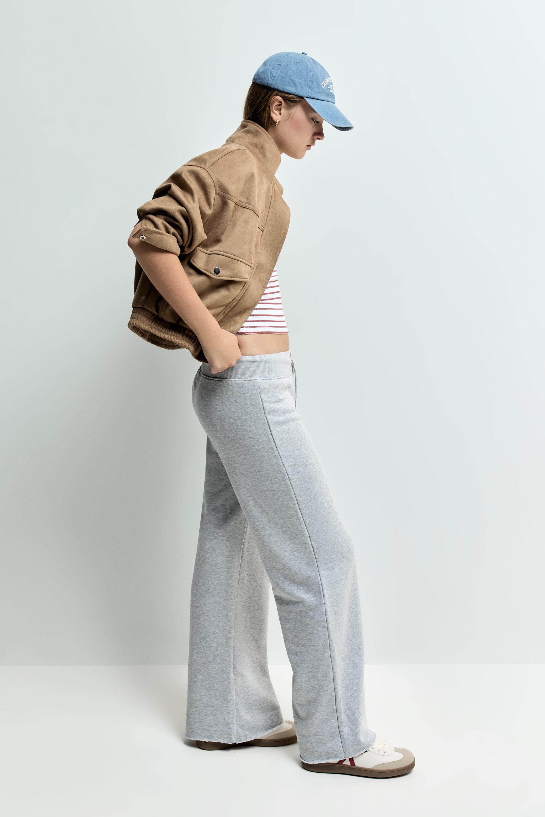 Wide-leg tracksuit trousers — GREY MARL