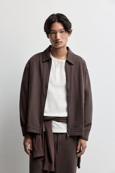 Zip-Up Overshirt — CHOCOLATE 1