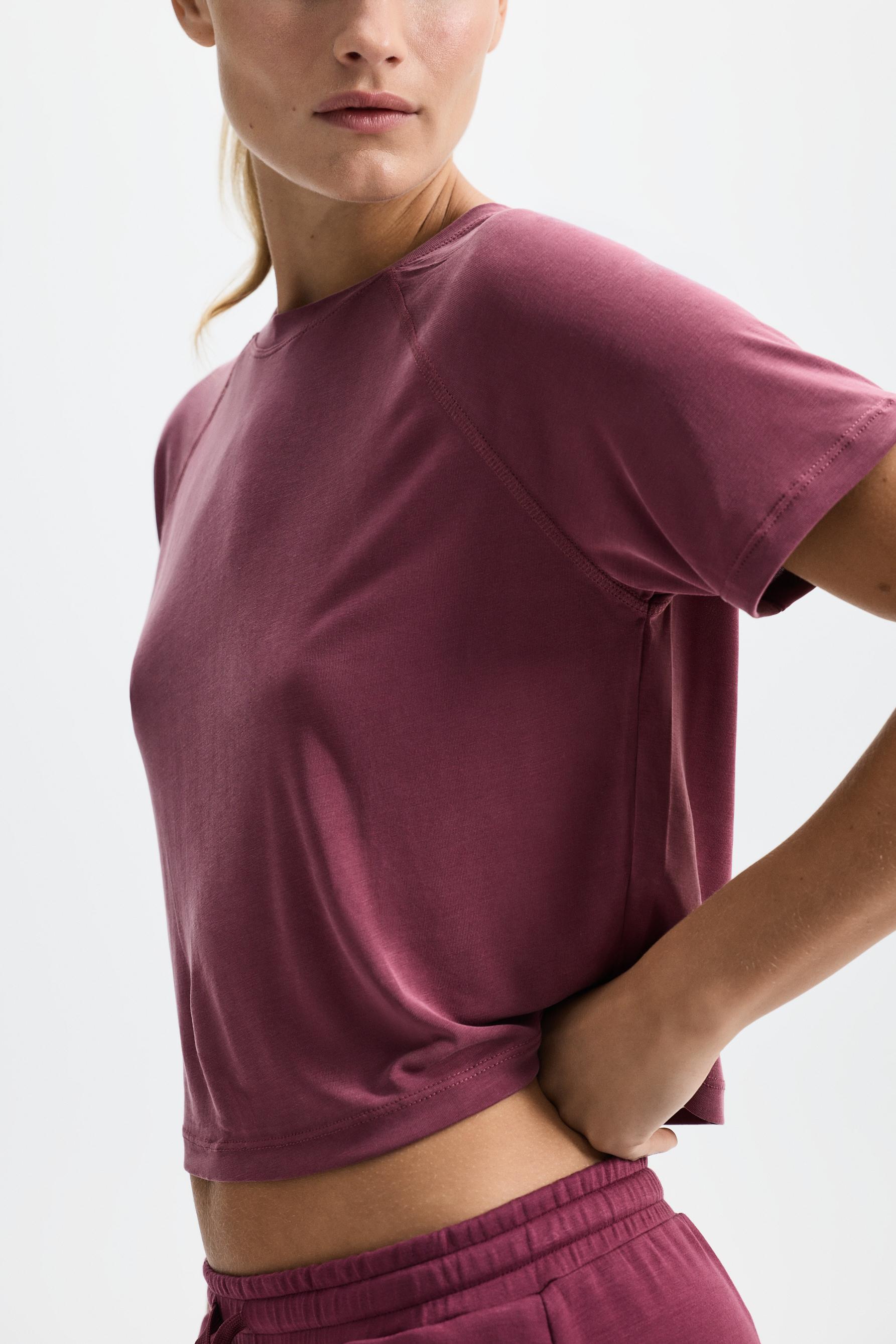 Cropped flowing T-shirt — DARK PINK