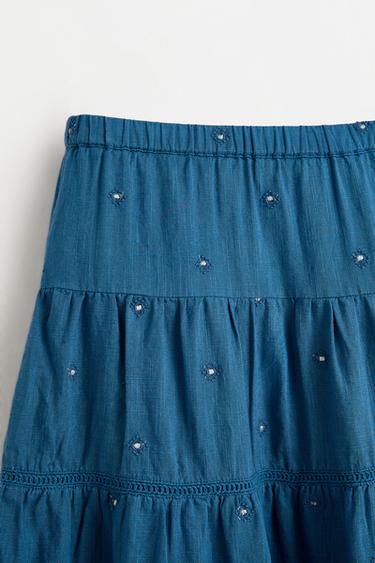 Embroidered sequin skirt — INK BLUE 4