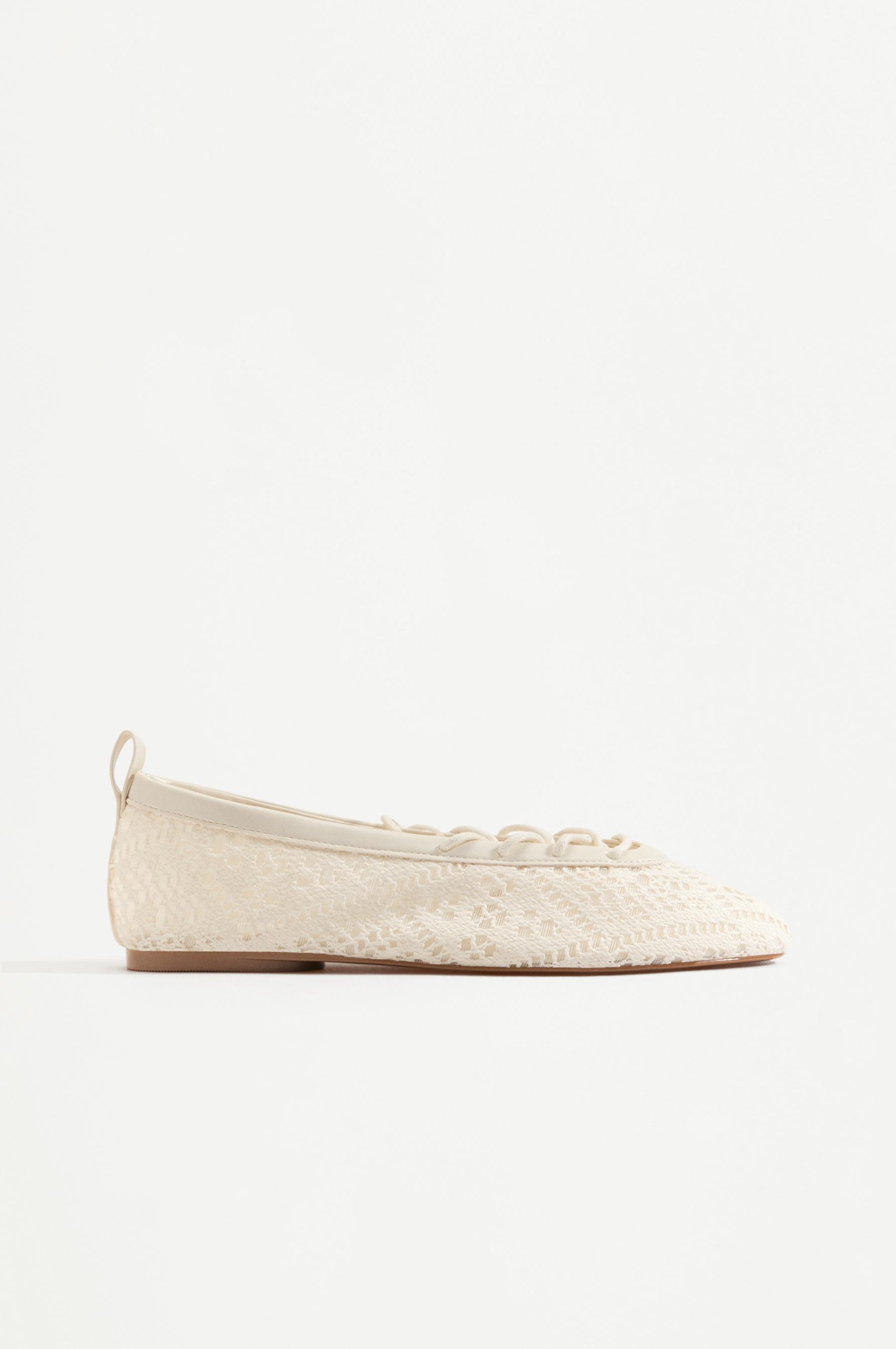 Braided effect ballet flats — ECRU