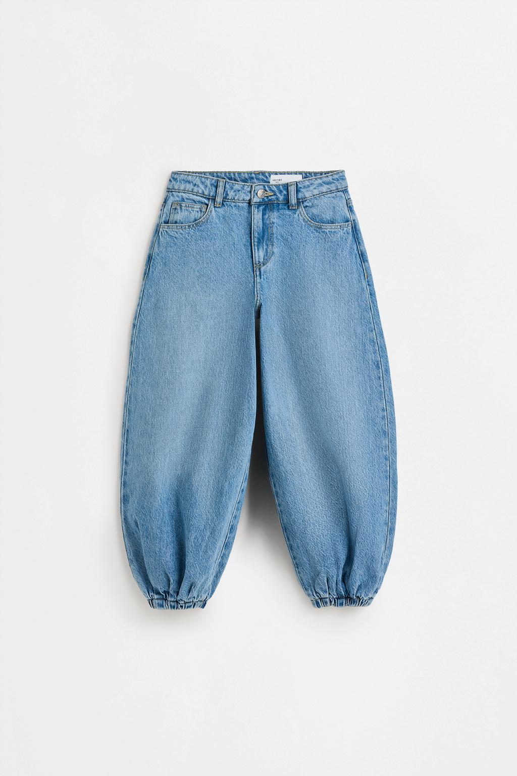 Barrel-leg jeans with elasticated cuffs