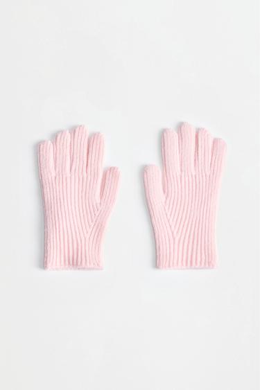 Ribbed knit gloves — PINK 1