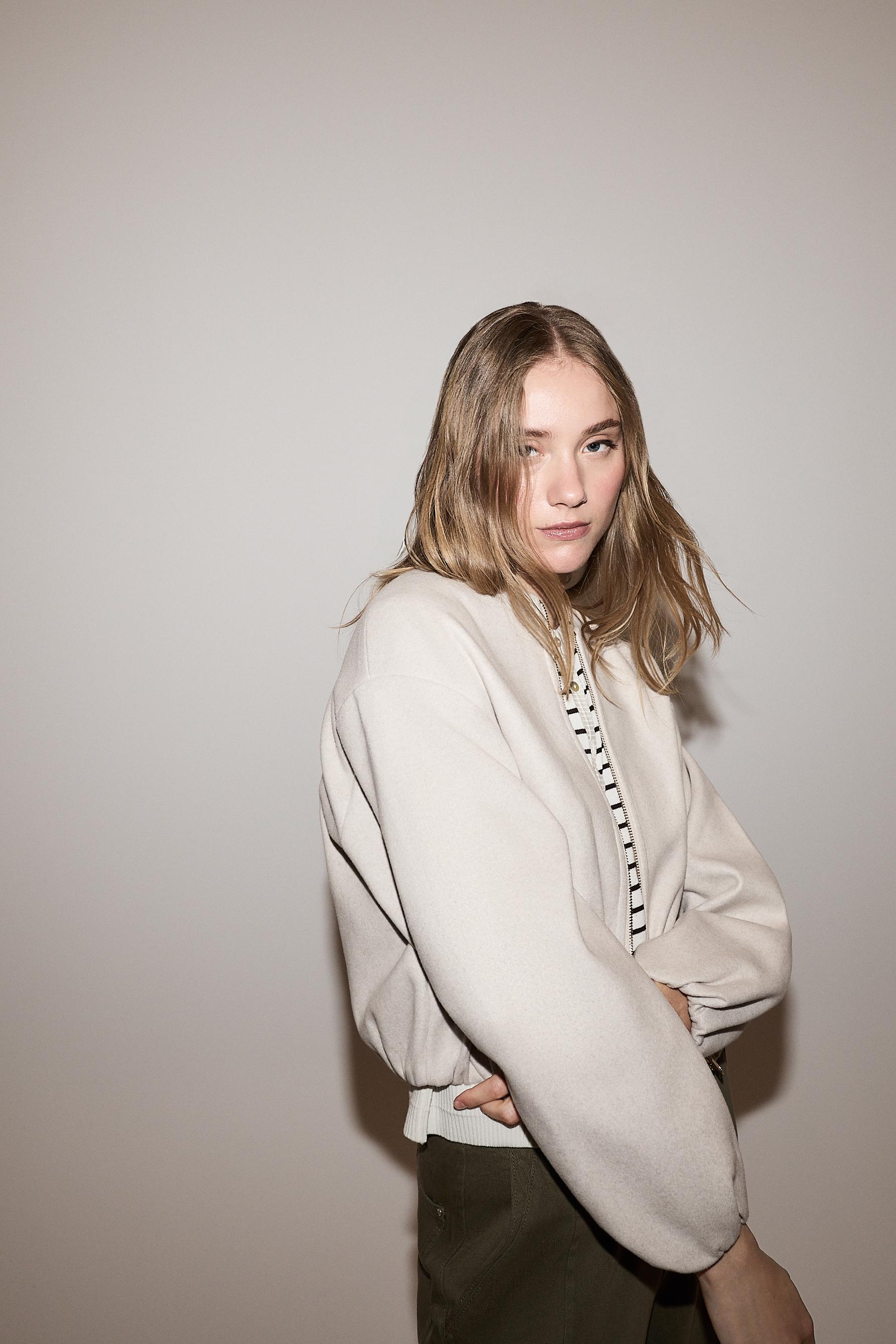 Felt bomber jacket — SAND
