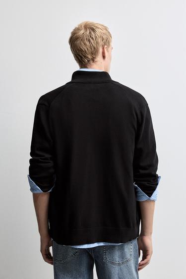 Mock-neck zip sweater — BLACK 4