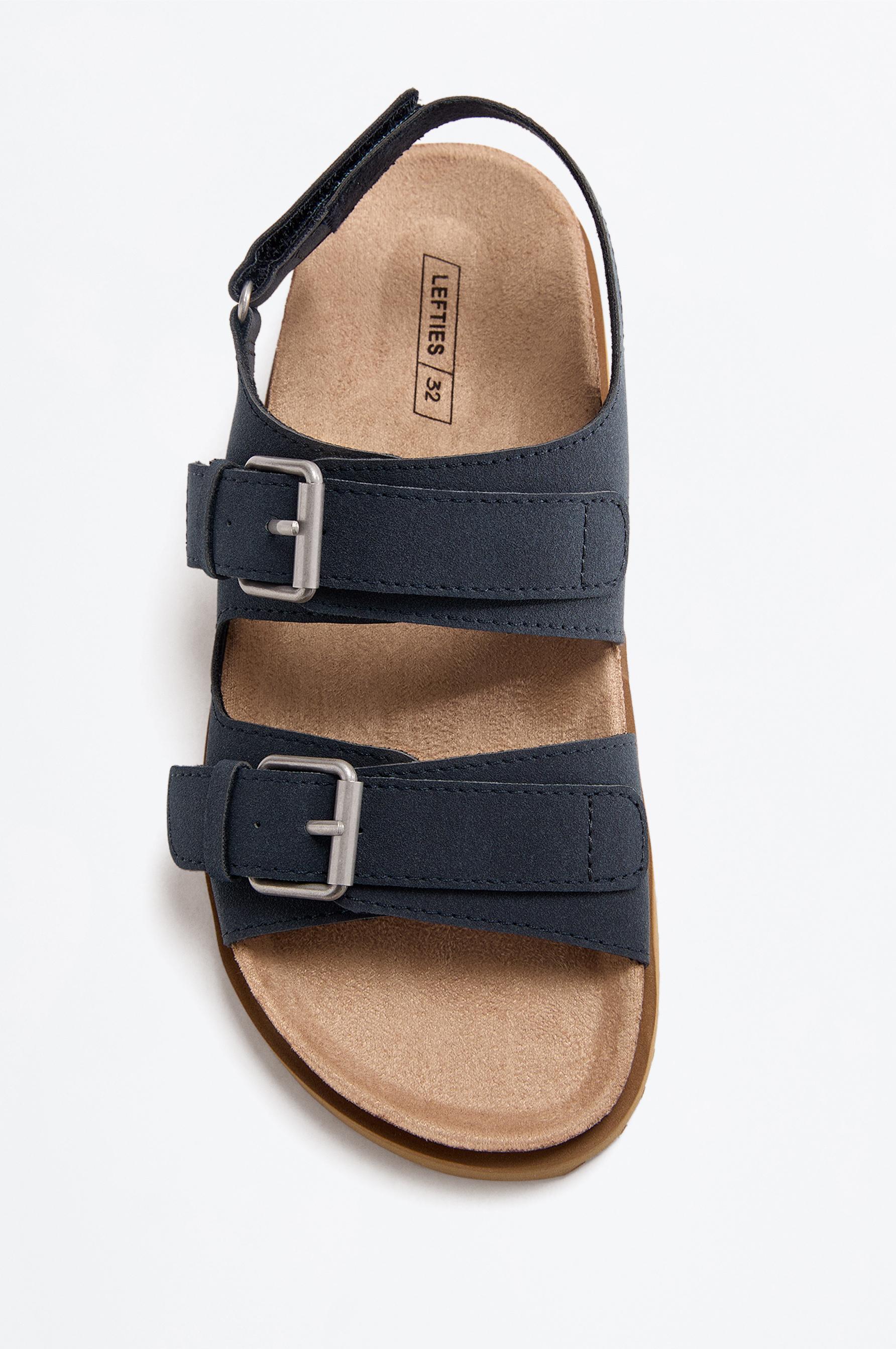 BUCKLE SANDALS — NAVY BLUE