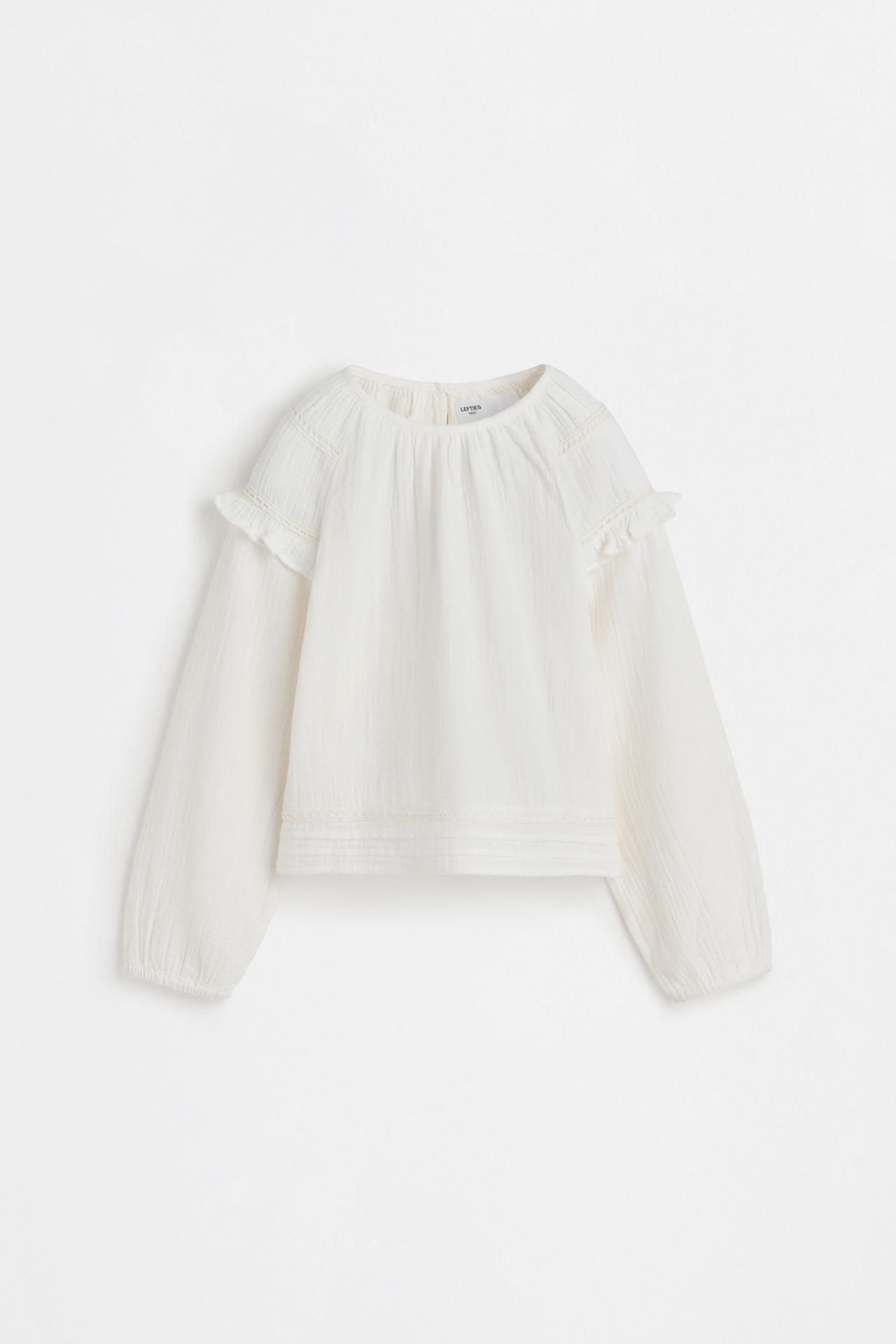 Double gauze blouse with openwork trim — OFF WHITE