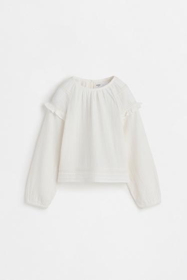 Double gauze blouse with openwork trim — OFF WHITE 1