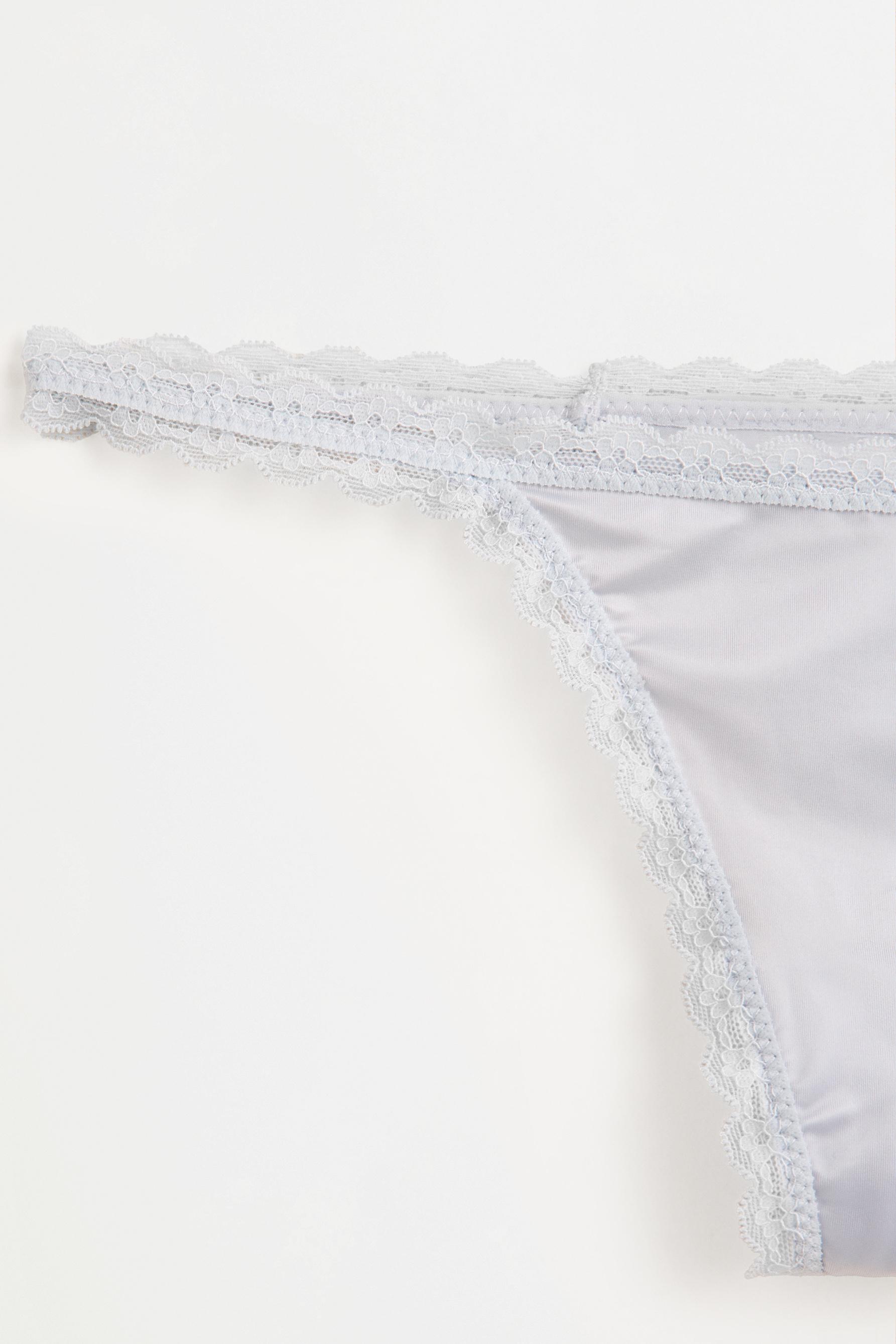 Satin Lace Thongs (4-Pack) — BLUE/WHITE