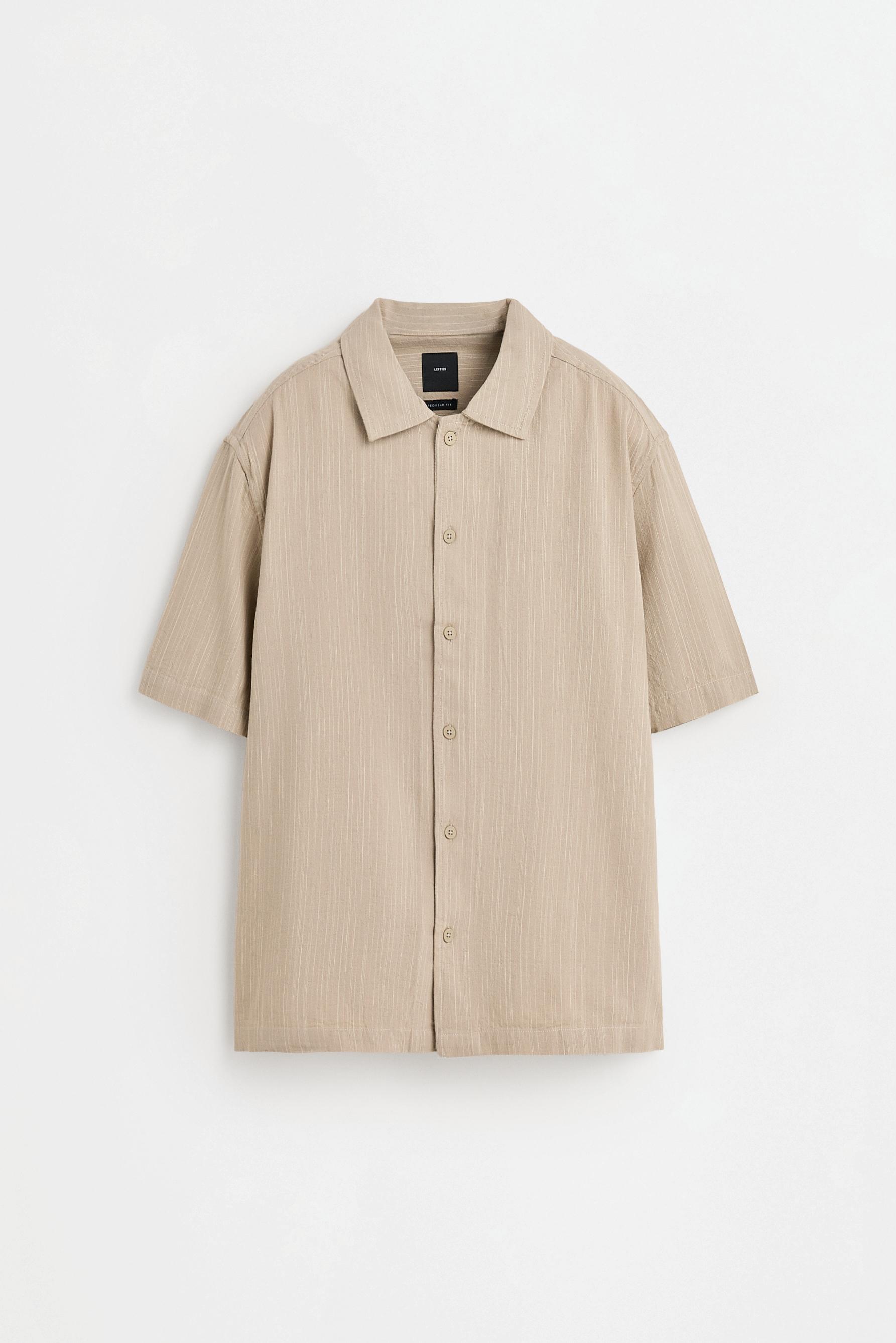Striped short sleeve shirt — PALE OCHRE