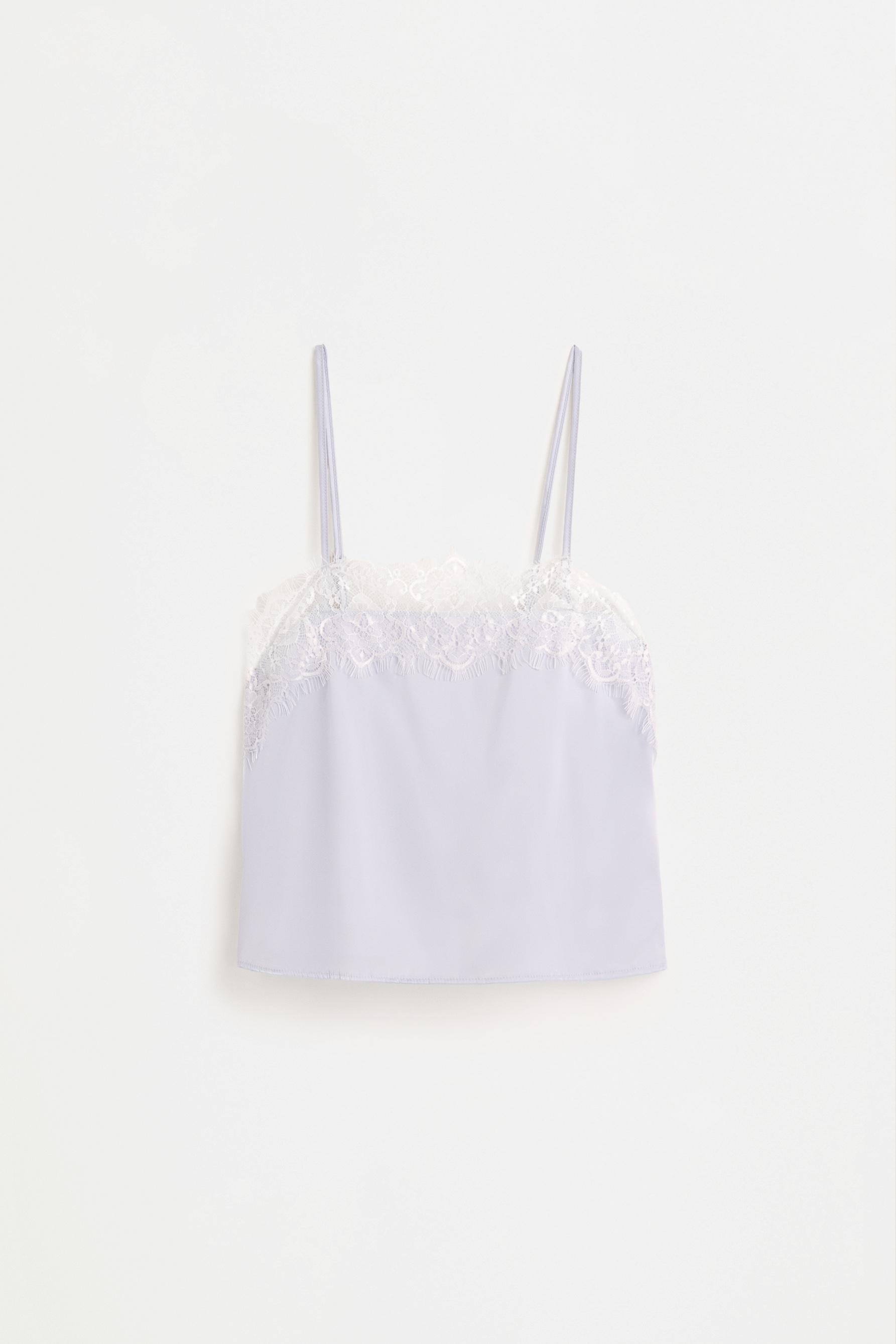 Satin lace top — BLUE