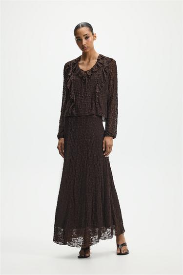 Lace midi skirt — CHOCOLATE 1