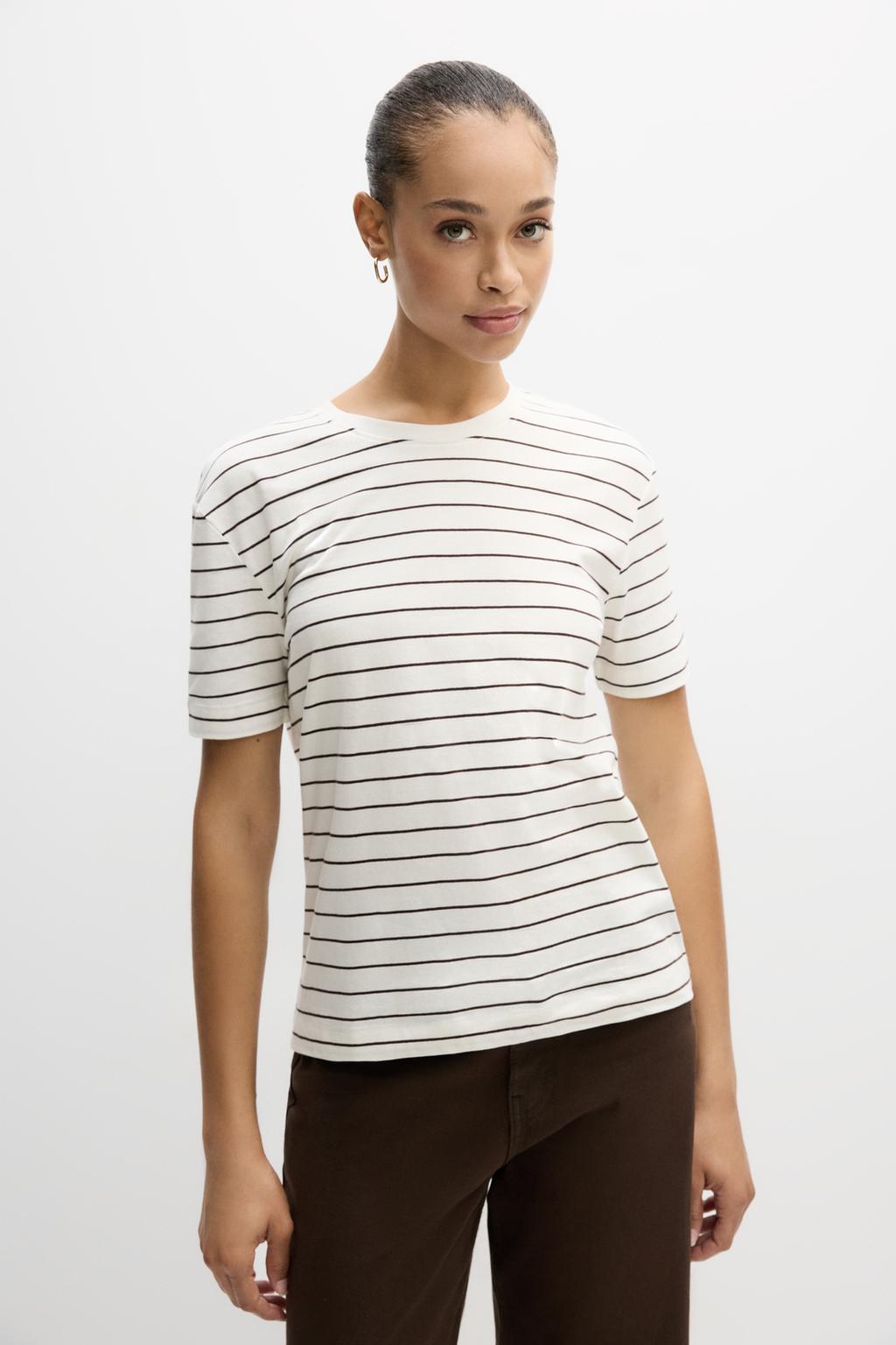 Striped round neck T-shirt