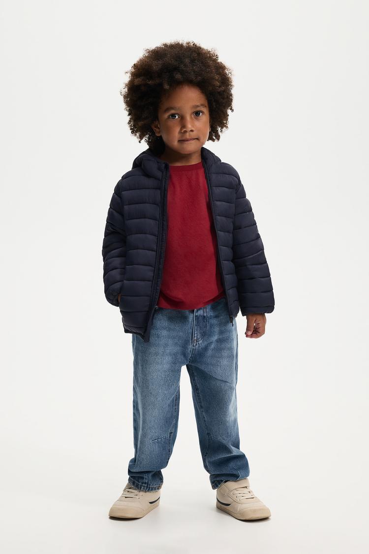 Lightweight hooded quilted jacket — NAVY