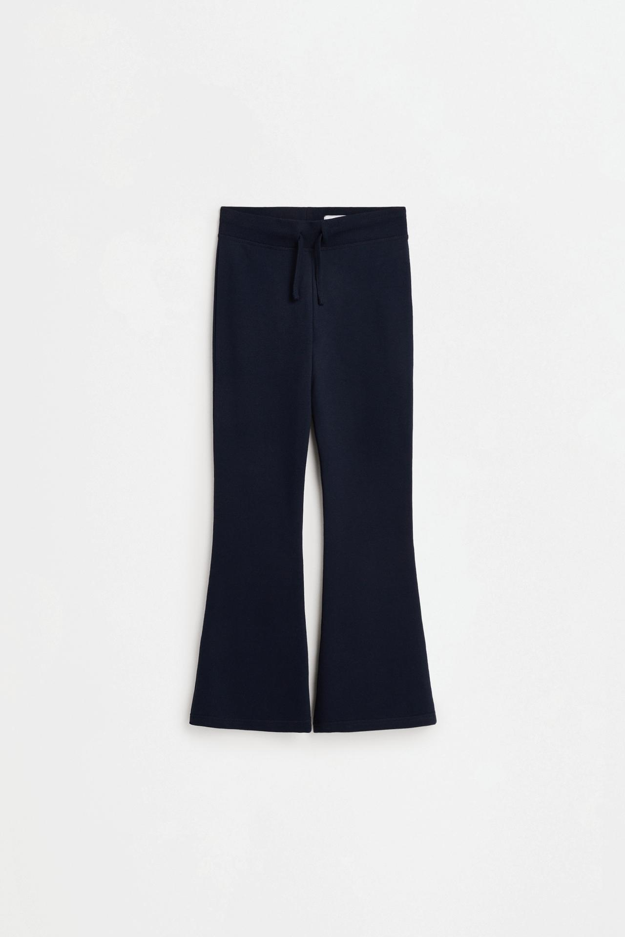 Star print fleece bell bottom leggings — NAVY