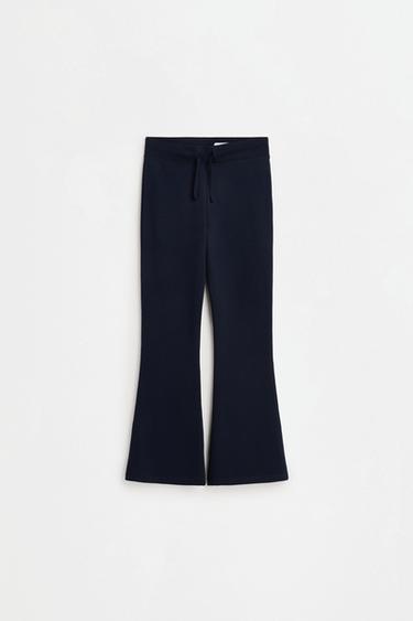 Star print fleece bell bottom leggings — NAVY 1