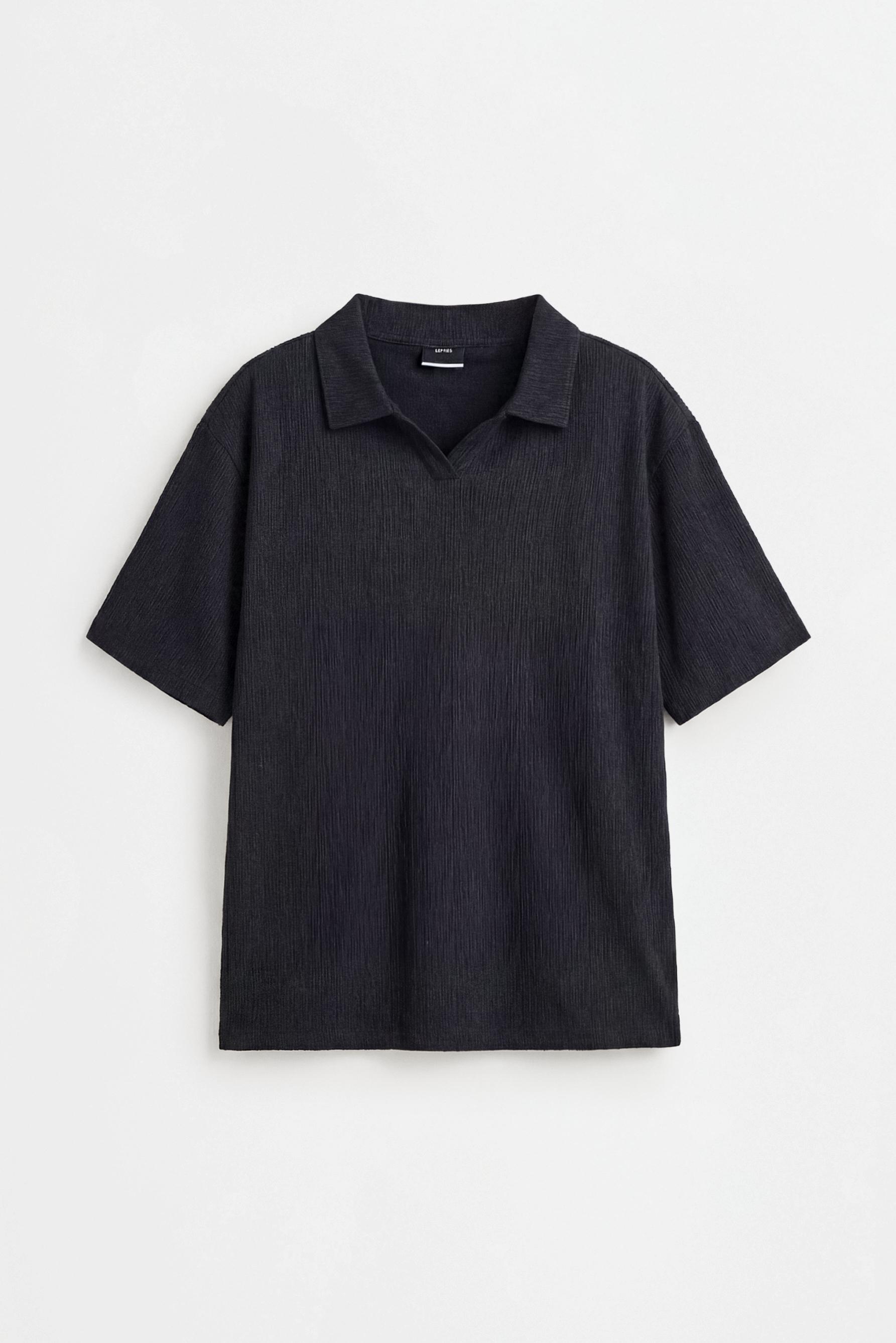 Rustic texture polo shirt — BLACK