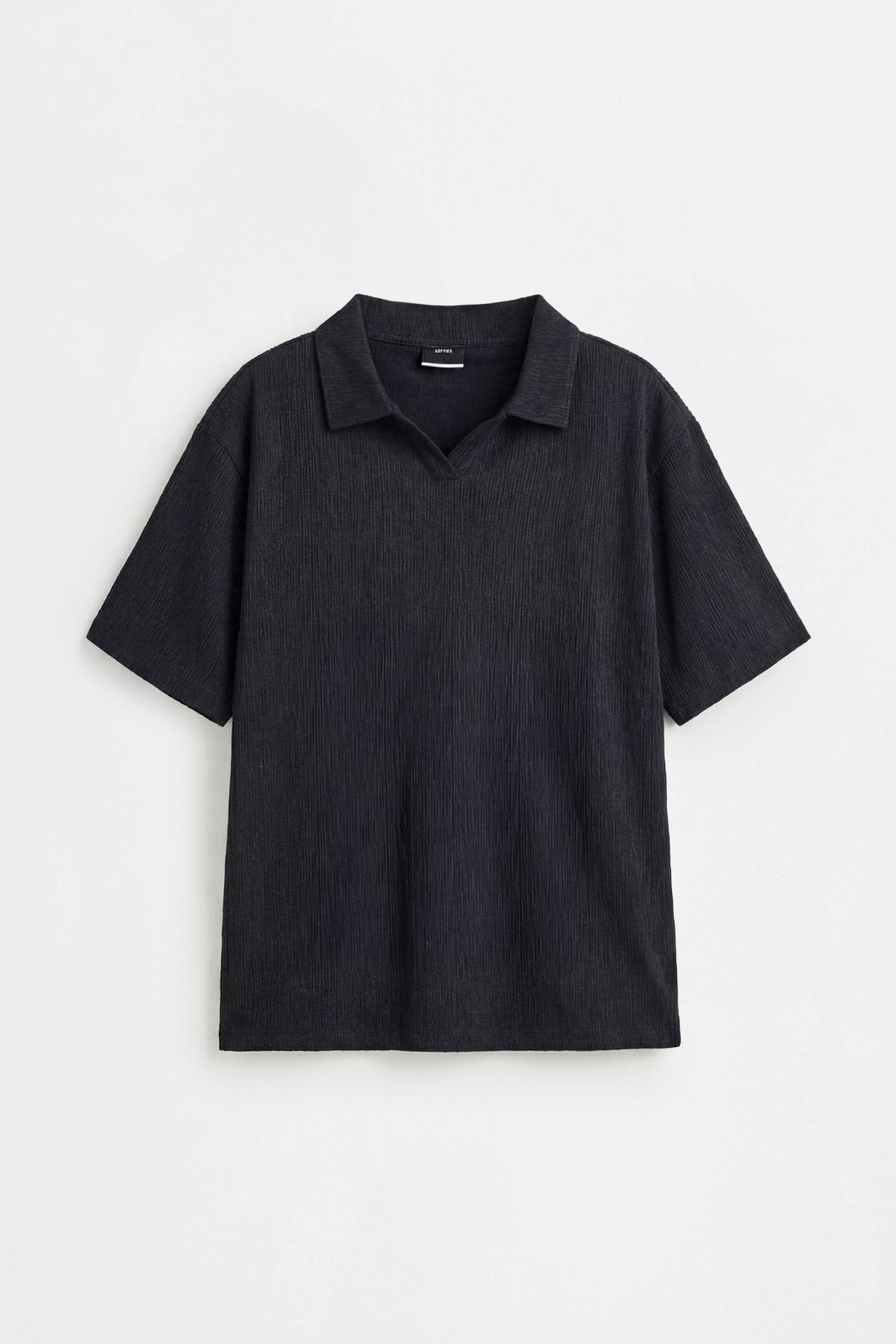 Rustic texture polo shirt — BLACK