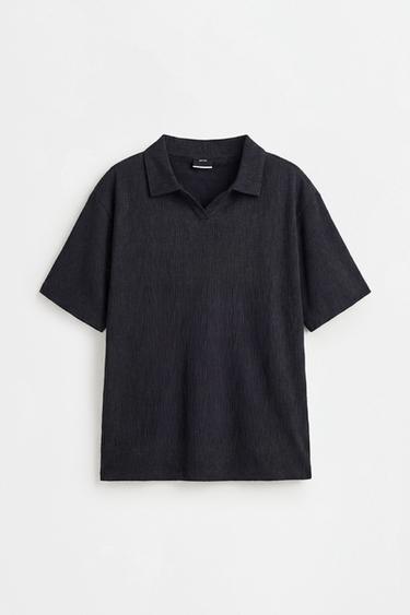 Rustic texture polo shirt — BLACK 6