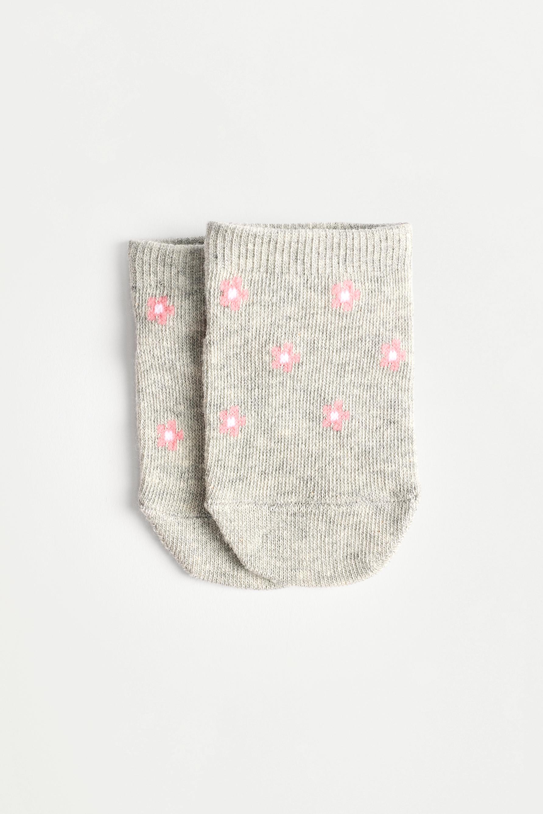 Floral Short Socks (5-Pack) — PINK/WHITE