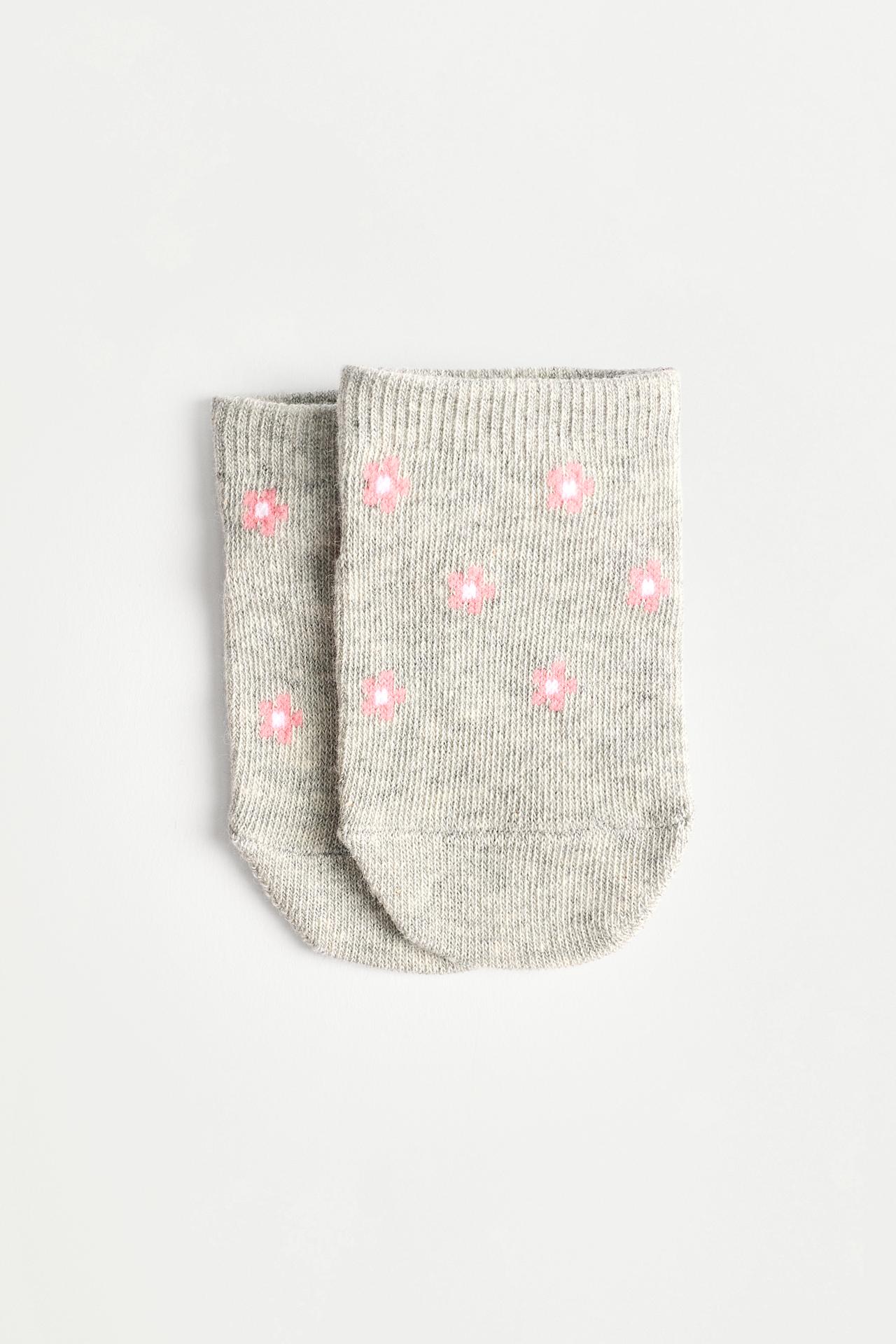 Floral Short Socks (5-Pack) — PINK/WHITE