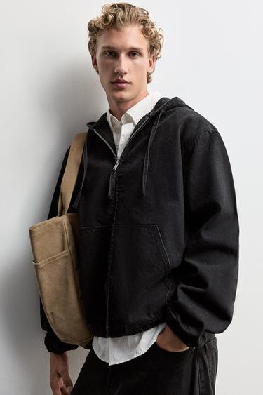 Hooded denim jacket — FADED BLACK 5