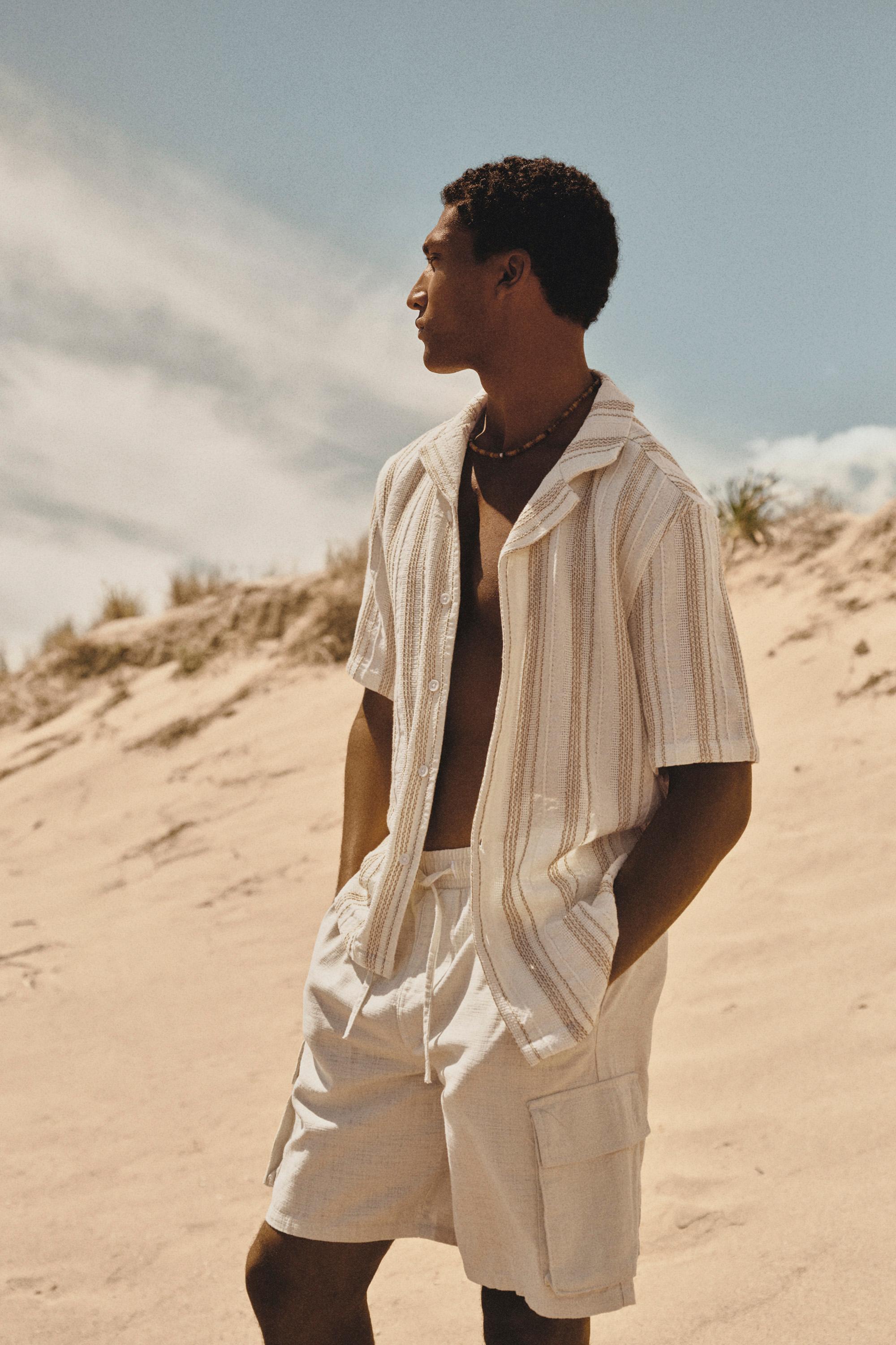 Rustic cargo Bermuda joggers — OFF WHITE