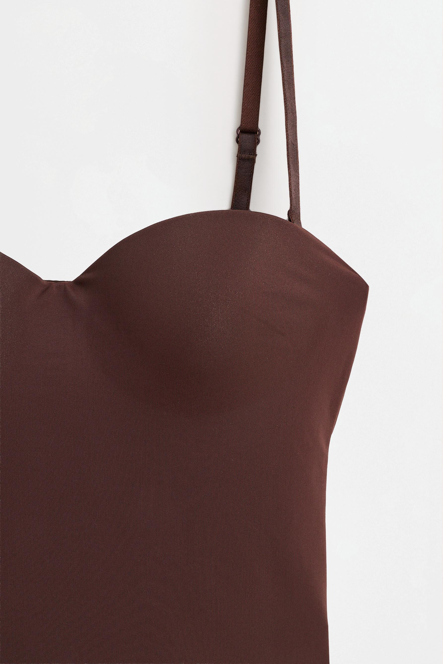 Pre-shaped bodysuit with removable straps — CHOCOLATE