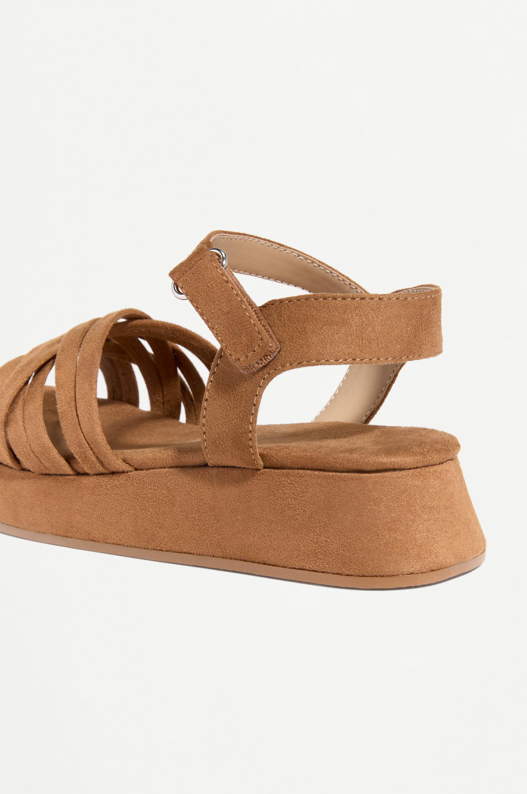FAUX SUEDE PLATFORM SANDAL — LEATHER