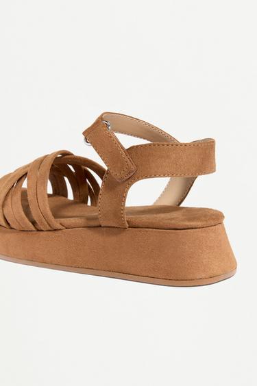 FAUX SUEDE PLATFORM SANDAL — LEATHER 4
