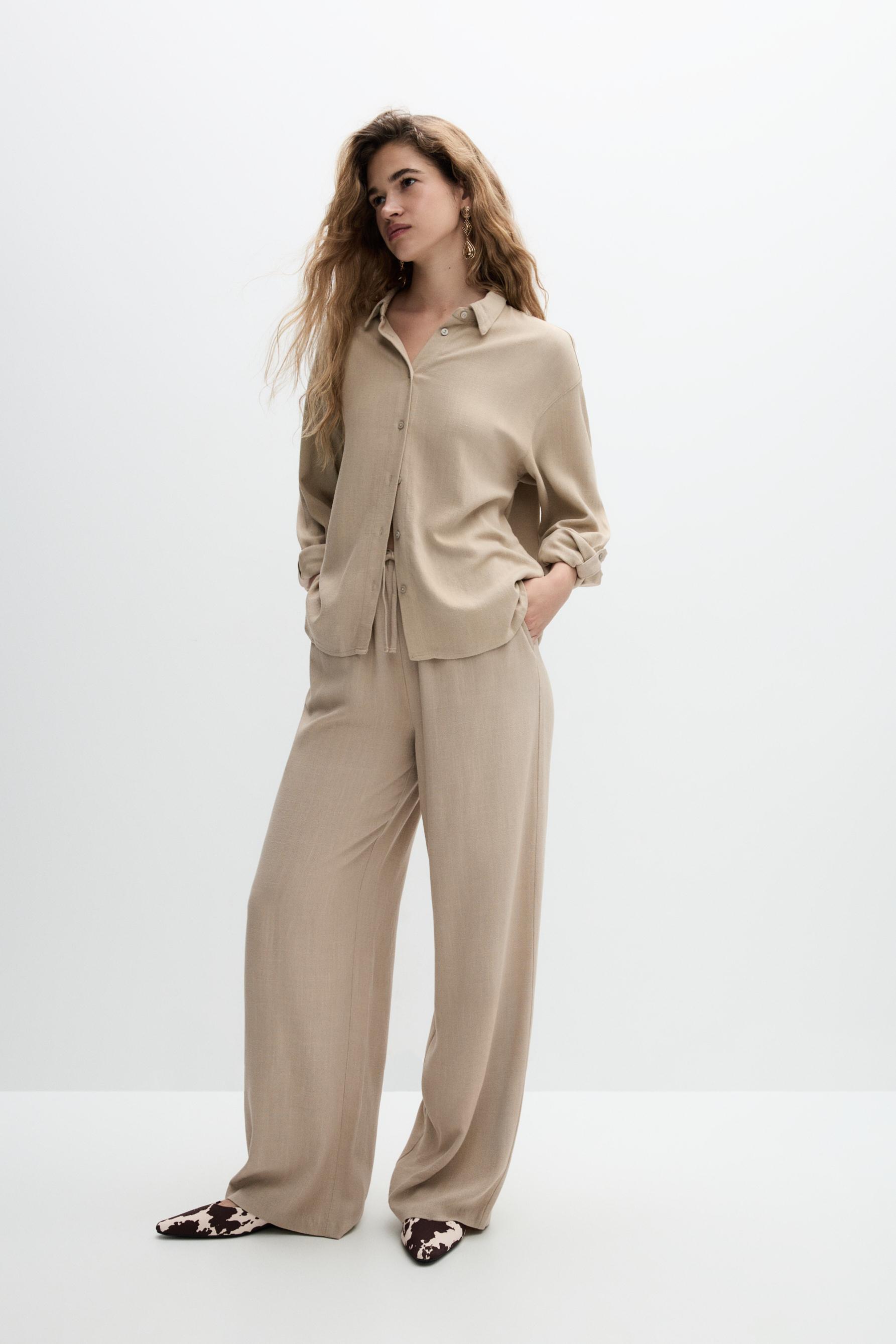 Pantalón rústico wide leg