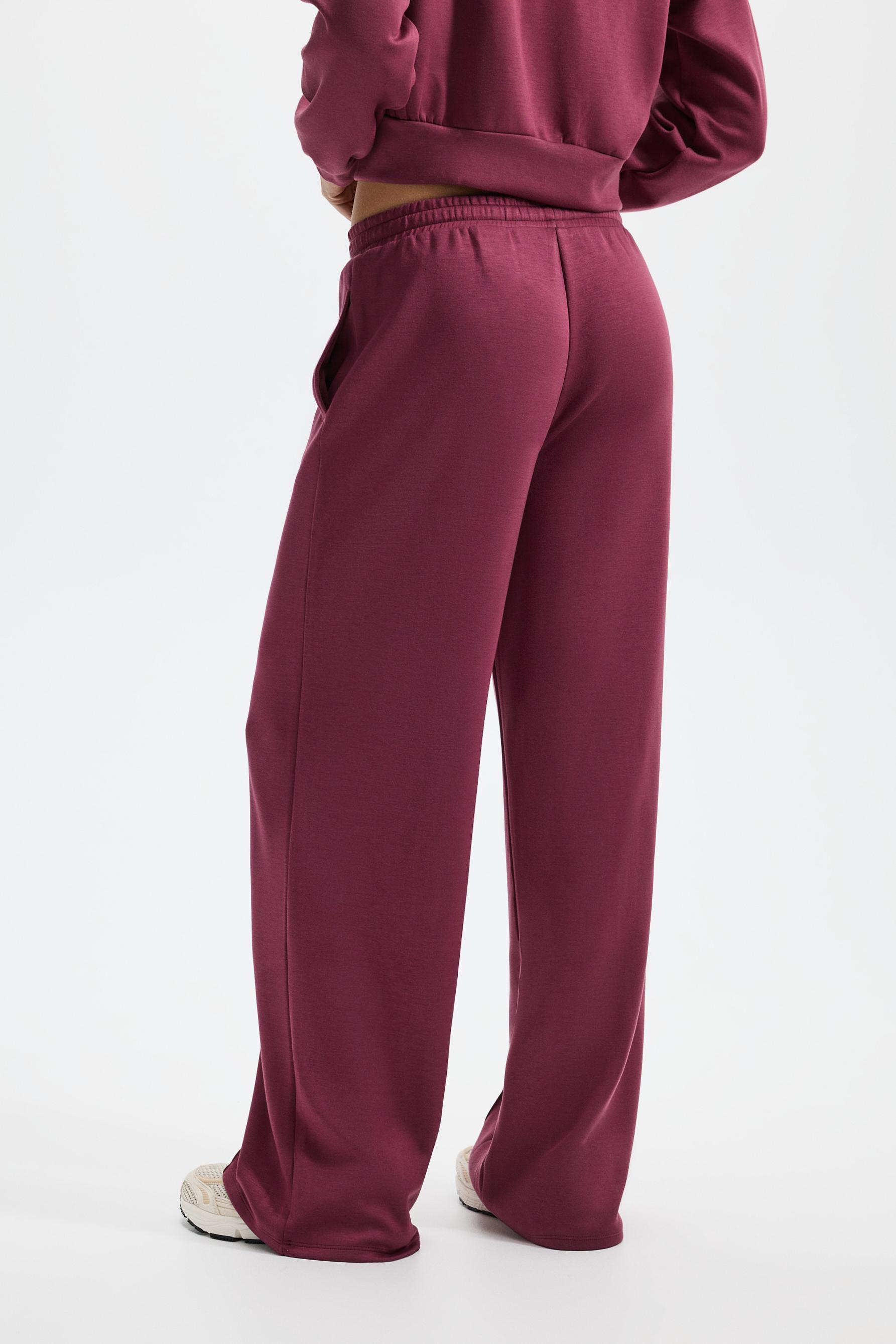 Wide-leg tracksuit trousers with front seam — DARK PINK