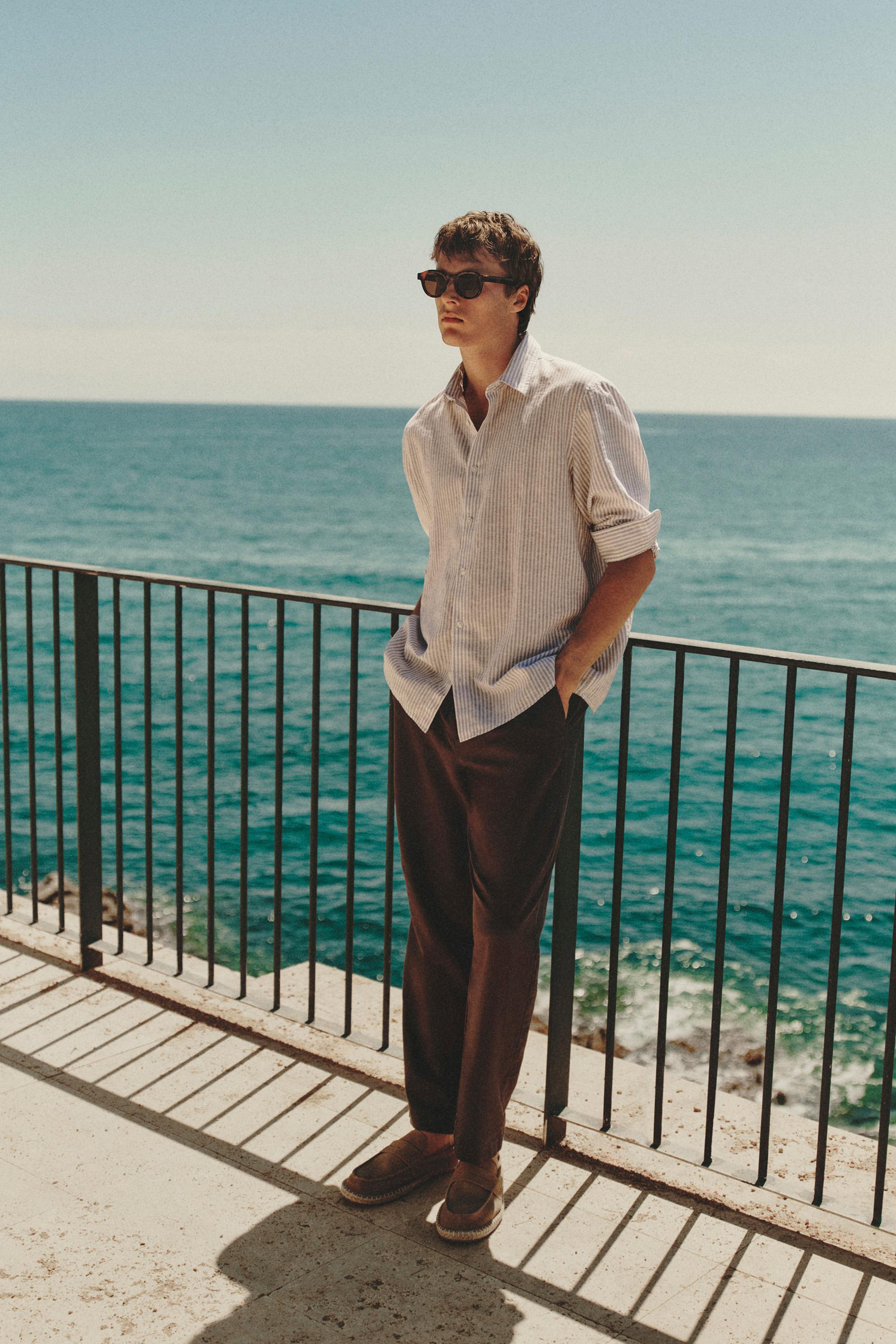 Baggy Linen-Blend Joggers — CHOCOLATE