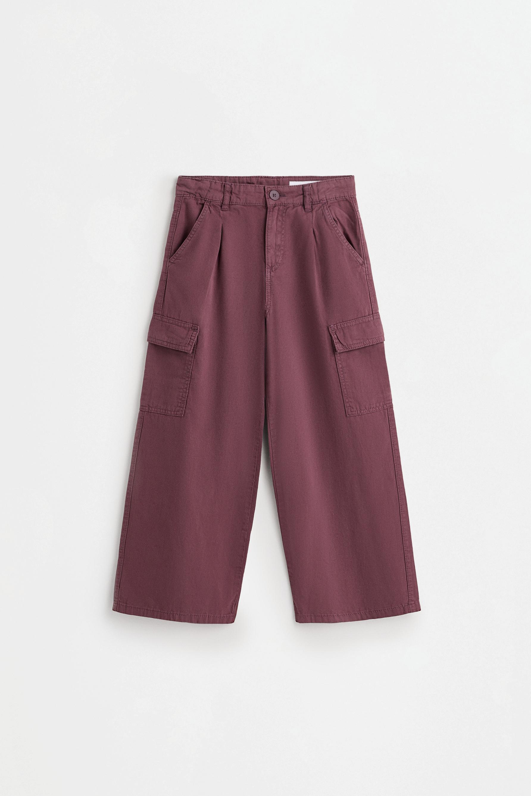 Twill cargo trousers — AUBERGINE