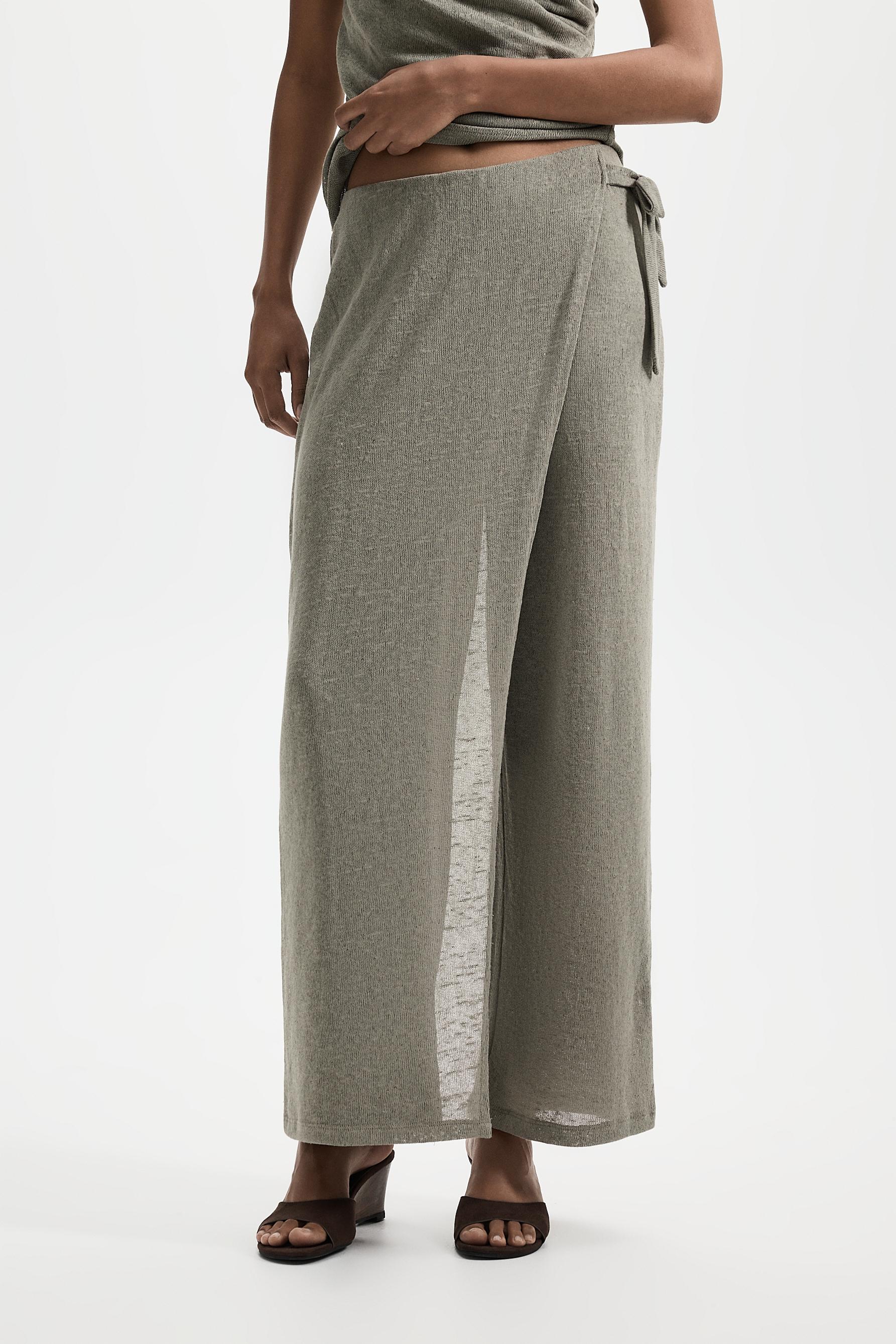 Wide-leg sarong trousers — PALE KHAKI