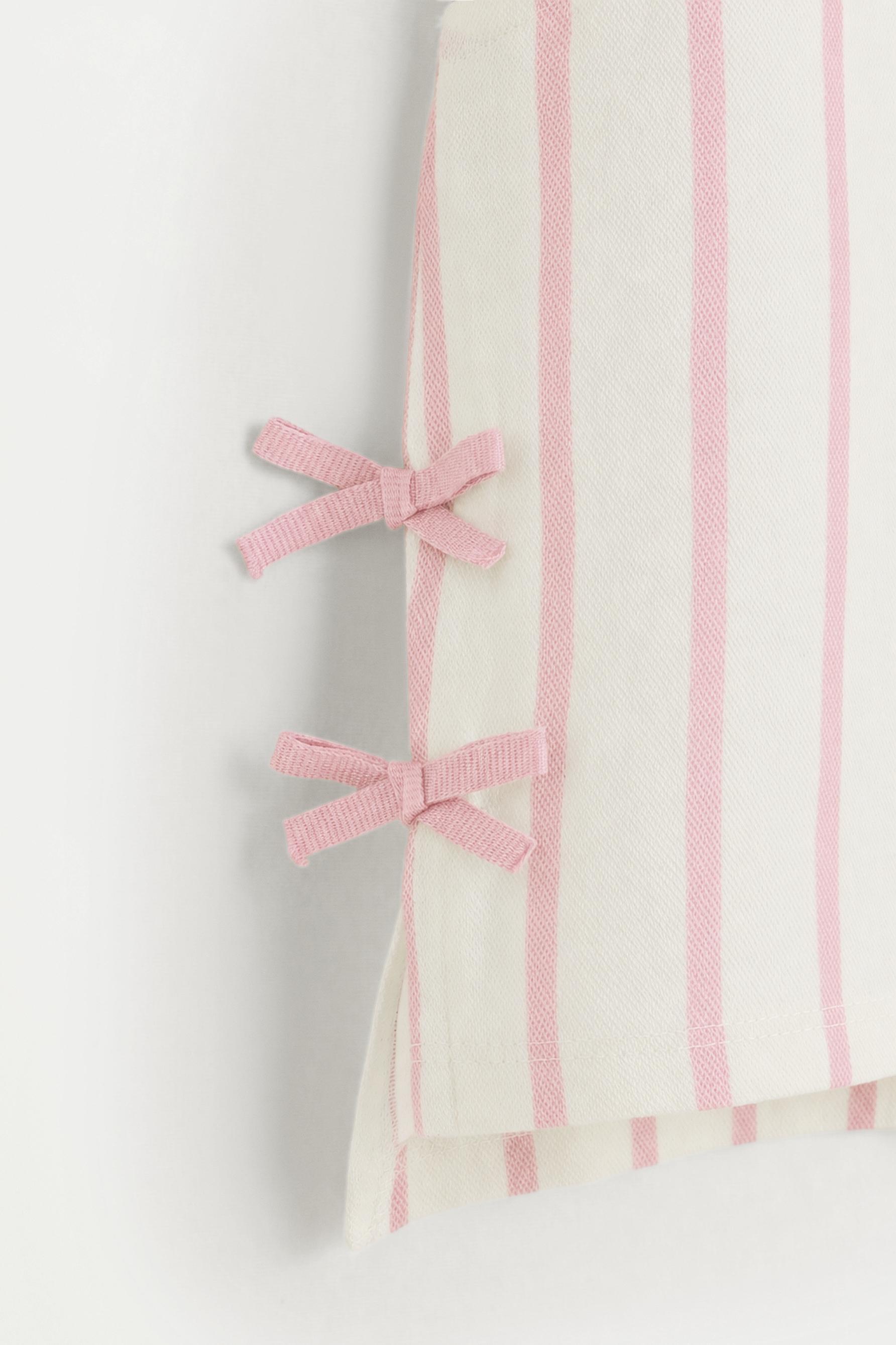 Striped top with ties — PINK/WHITE