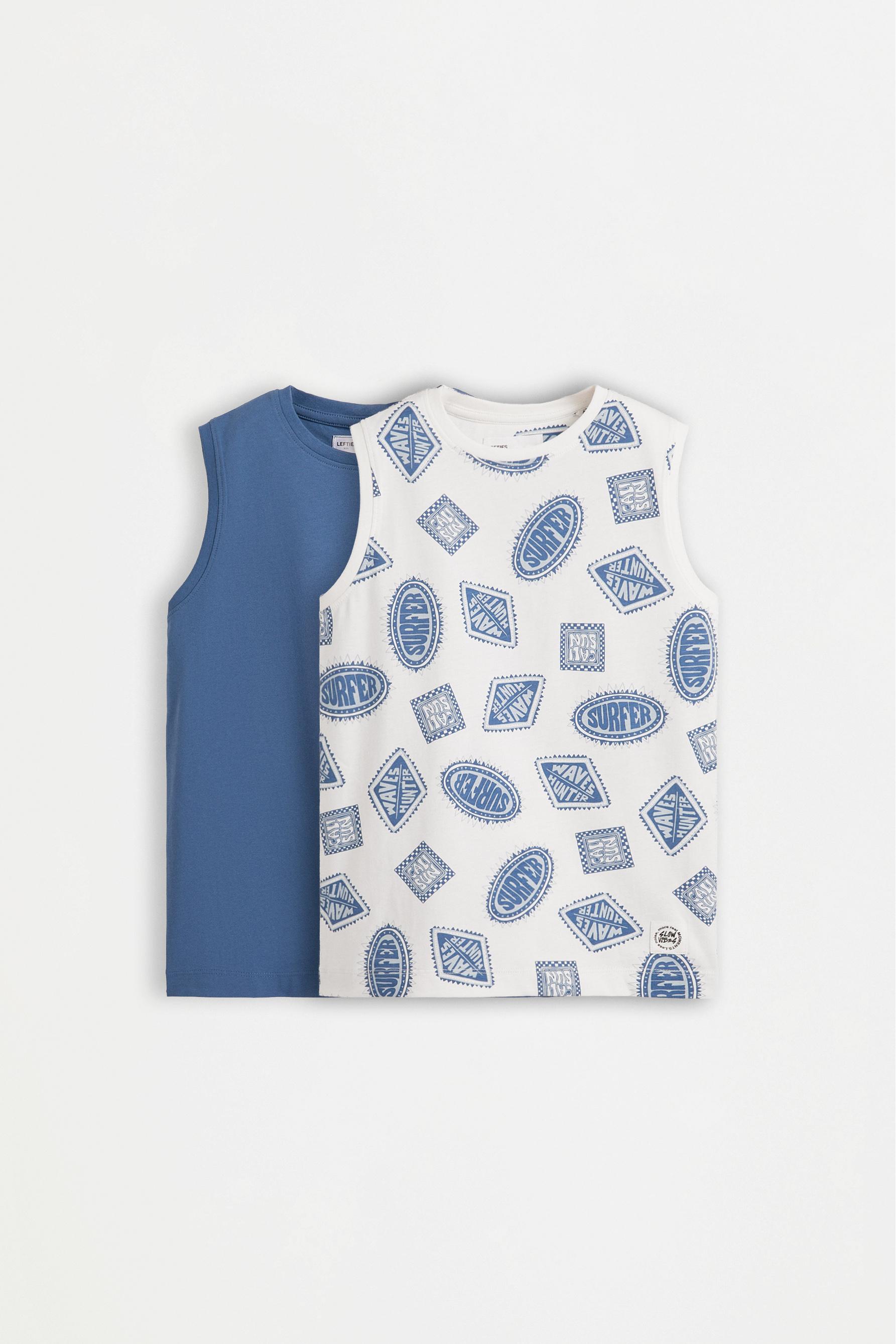Pack of 2 assorted sleeveless T-shirts — MEDIUM BLUE