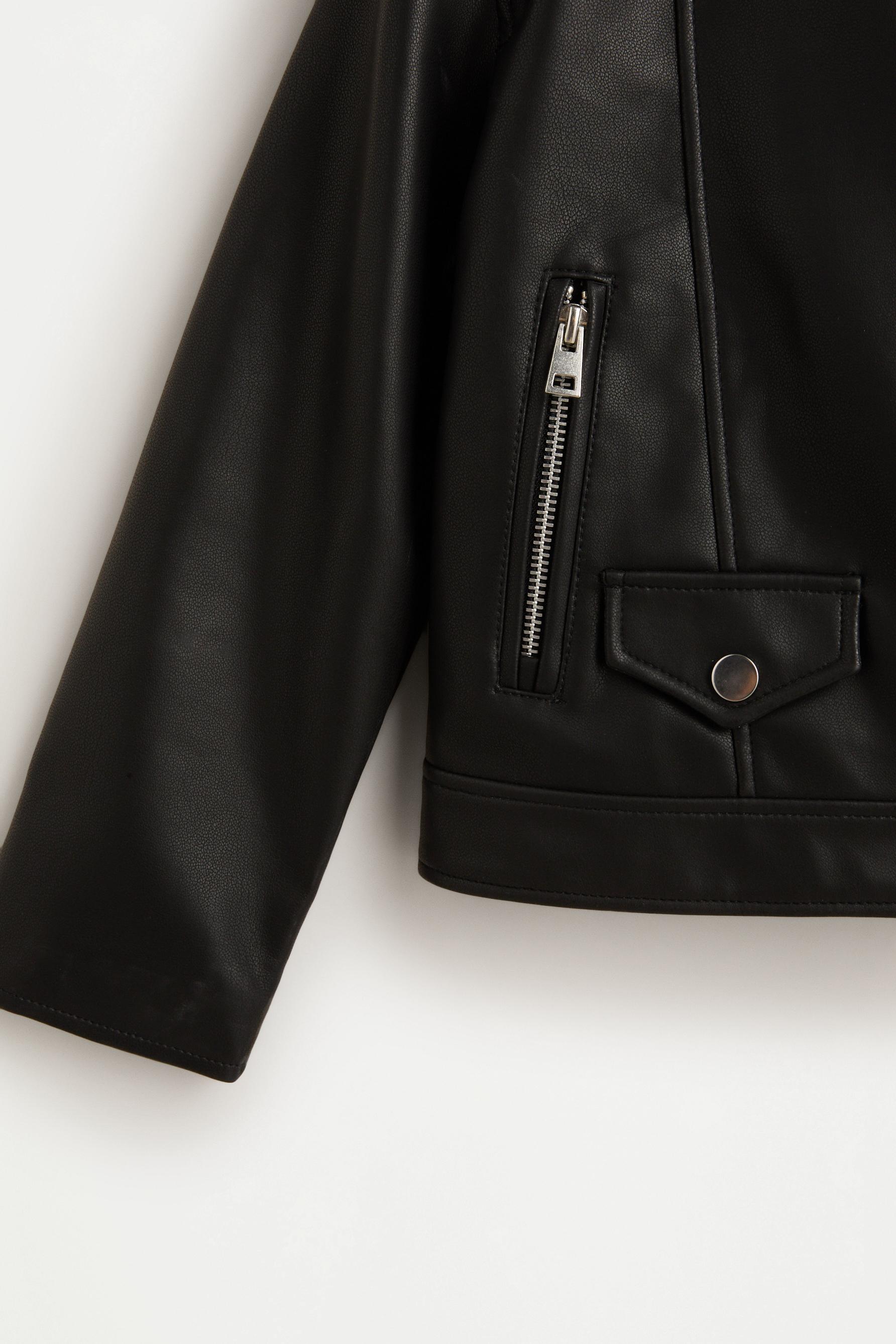Leather effect biker jacket — BLACK