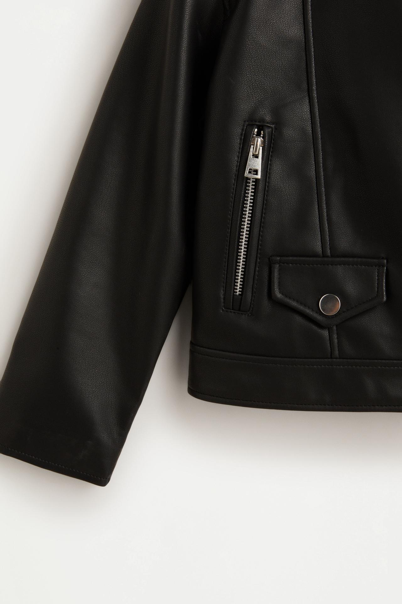 Leather effect biker jacket — BLACK