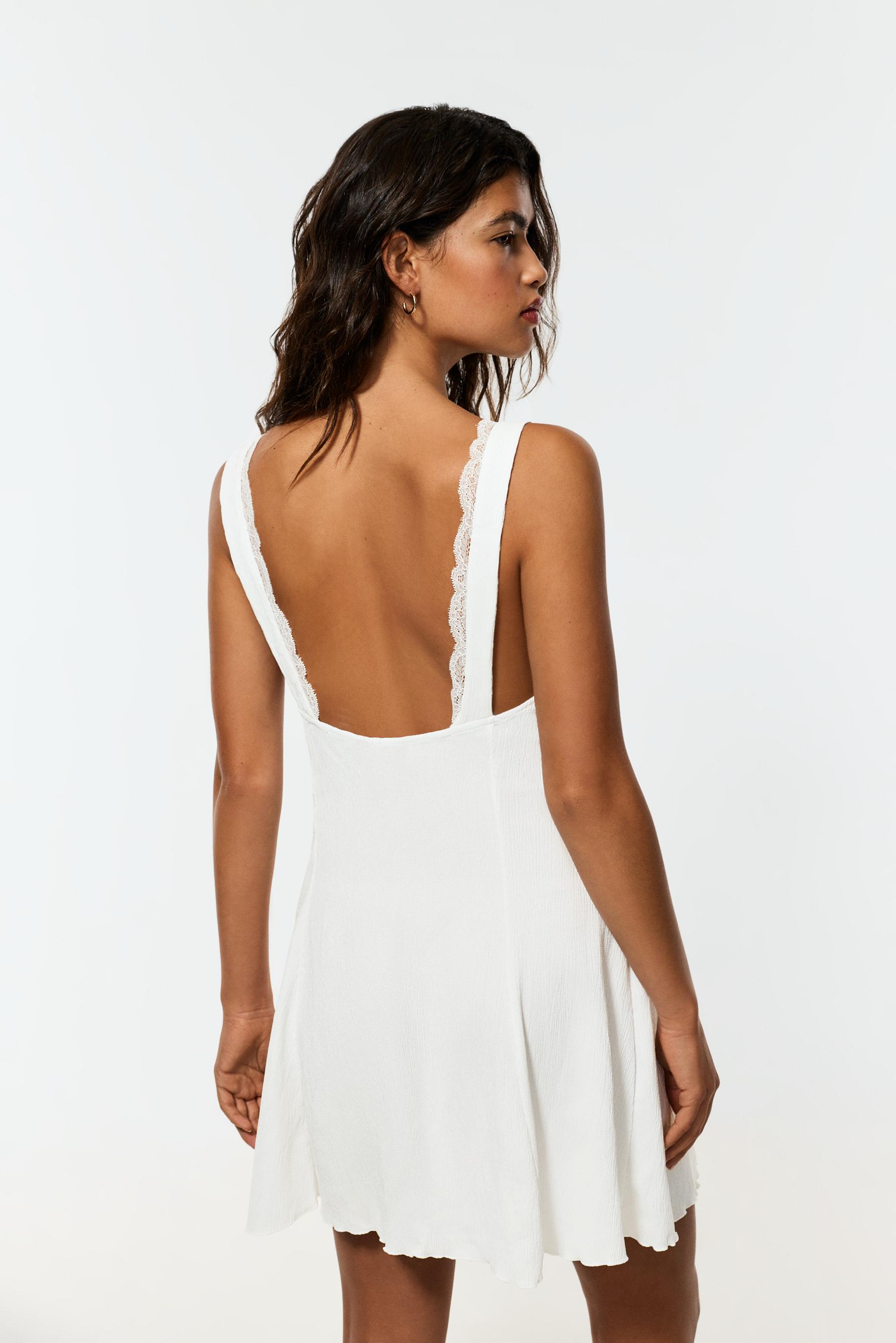Textured short dress — OFF WHITE