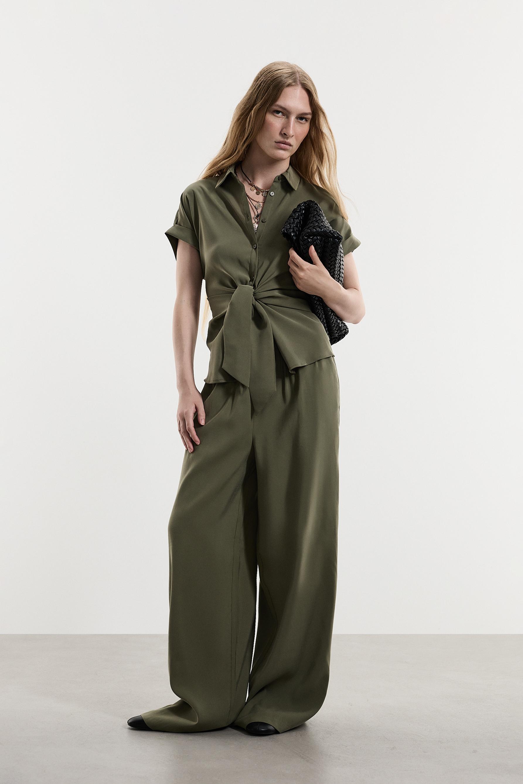Soft-touch culottes — KHAKI