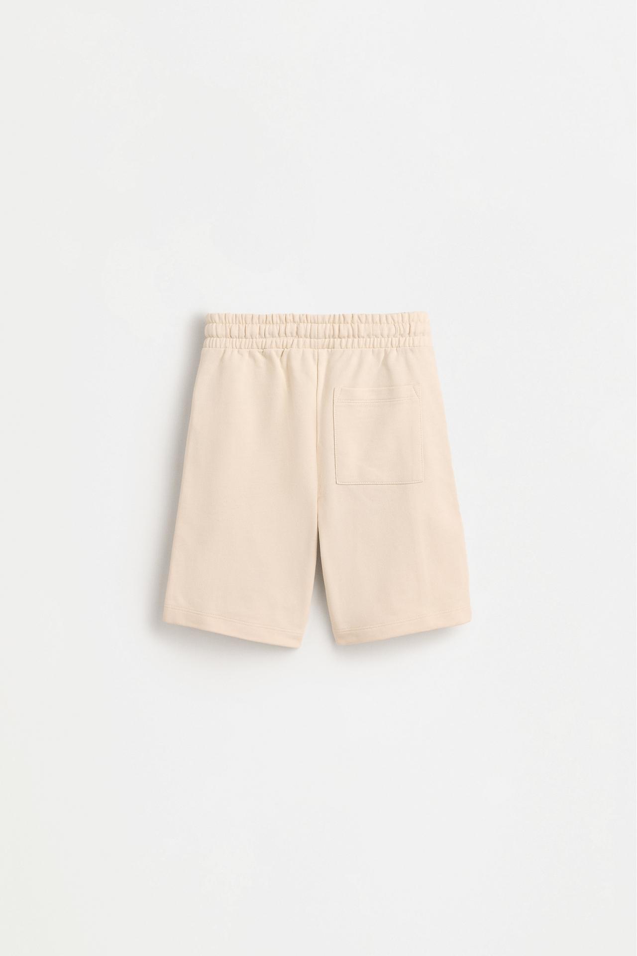 Contrast seam plush Bermuda shorts — SAND